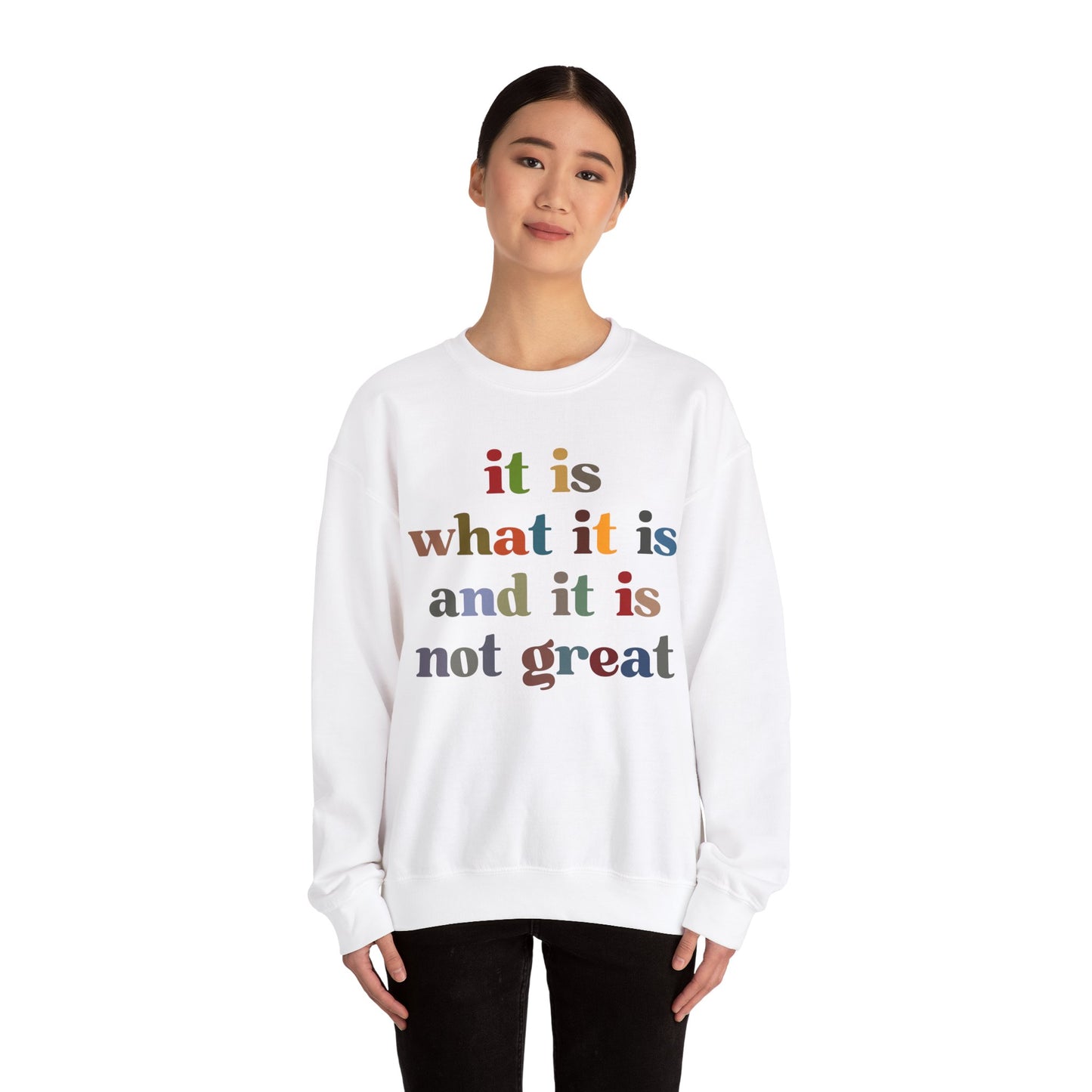 It Is What It Is And It Is Not Great Sweatshirt, Funny Quote Sweatshirt, Funny Meme Sweatshirt, Funny Mood Sweatshirt, S1511