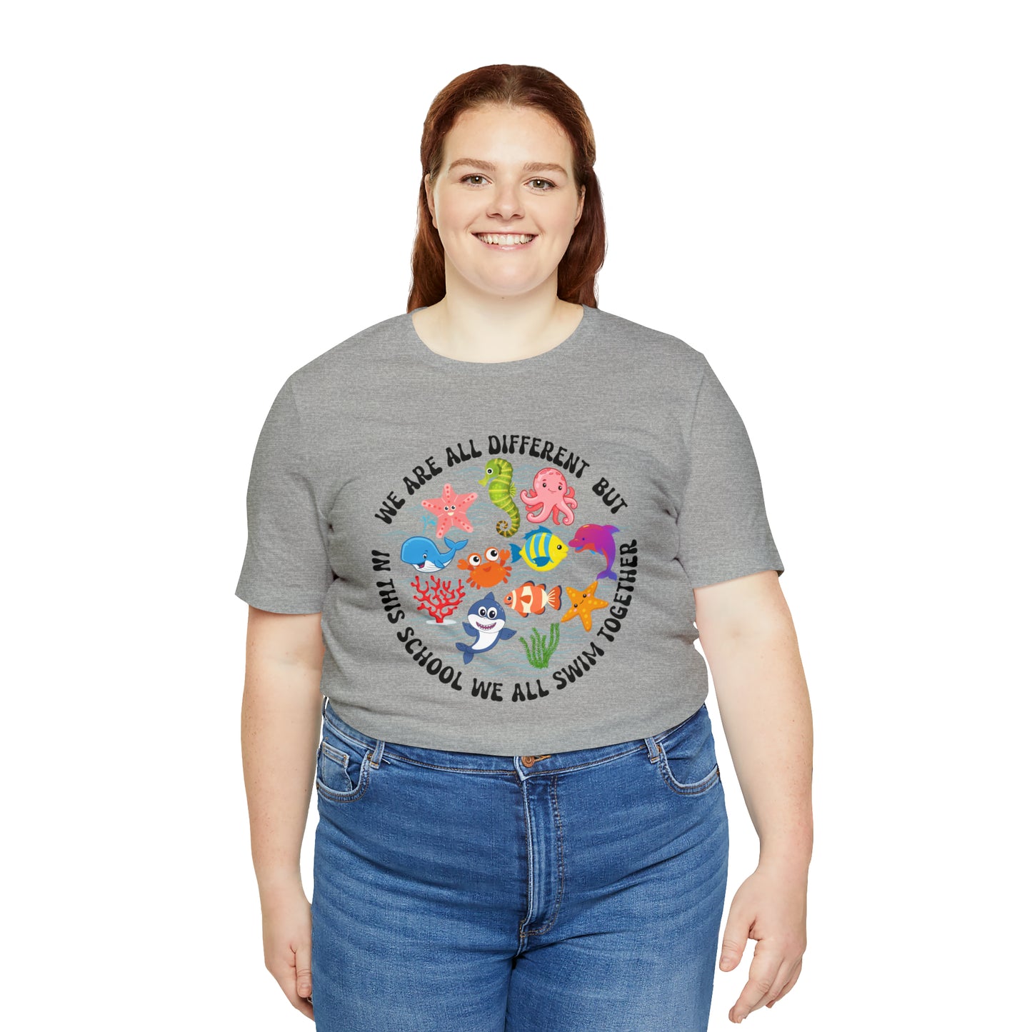 We Are Different But In This School We All Swim Together Shirt, Preschool Teacher Shirt, Daycare Provider Shirt, Motherhood Shirt, T382