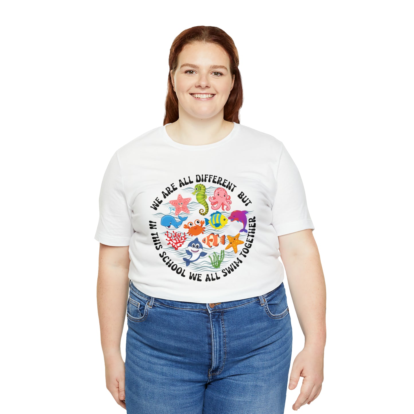 We Are Different But In This School We All Swim Together Shirt, Preschool Teacher Shirt, Daycare Provider Shirt, Motherhood Shirt, T382