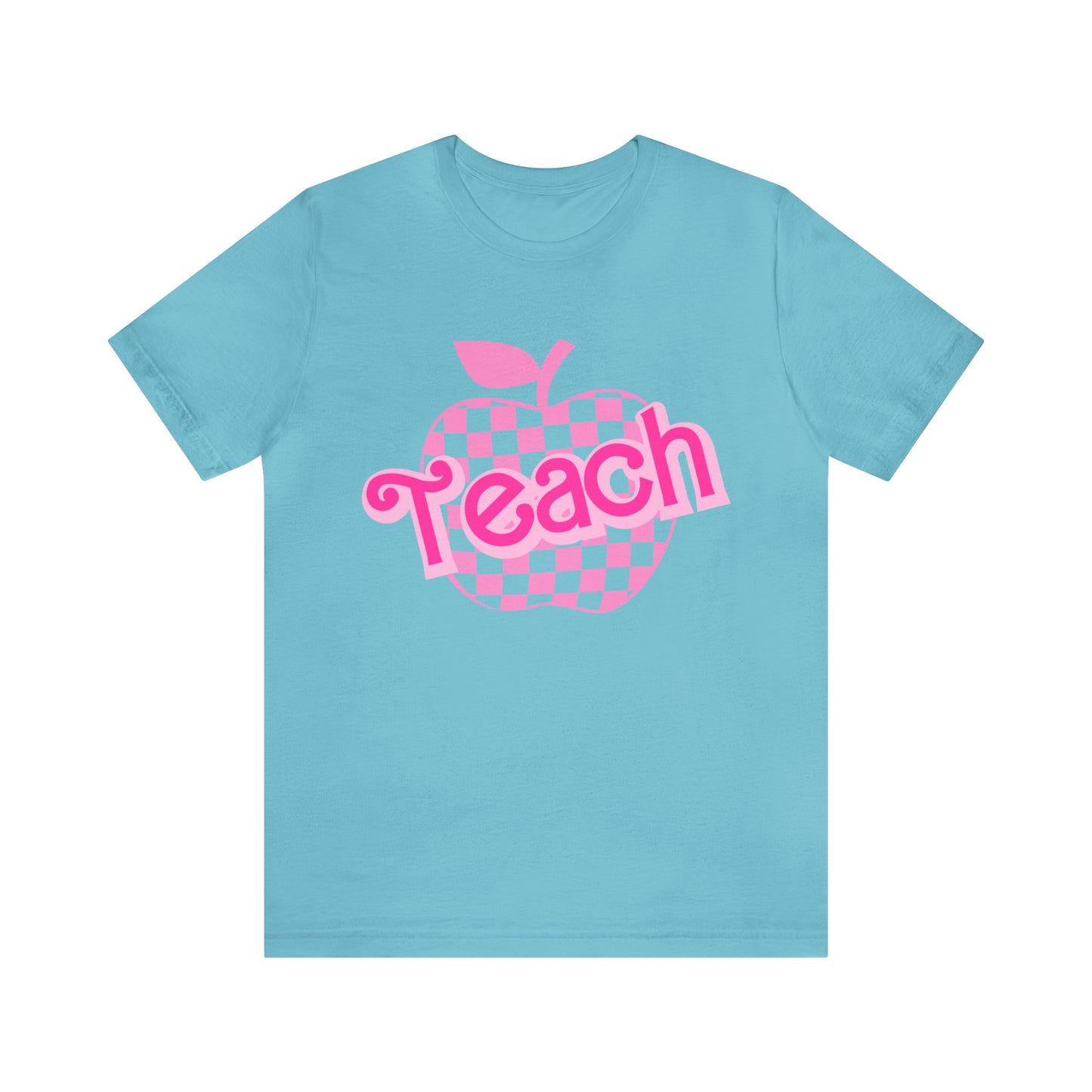 Pink Checkered Teacher Shirts, Trendy Teacher T Shirt, Retro Back to school, Teacher Appreciation, Apple Checkered Teacher Tee, T737