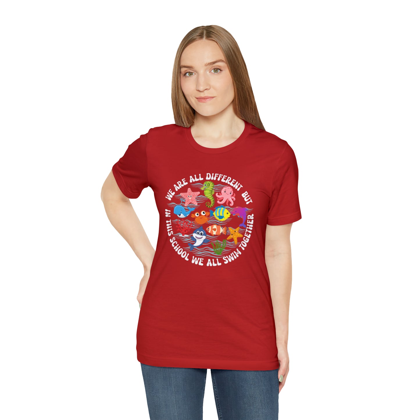 We Are Different But In This School We All Swim Together Shirt, Preschool Teacher Shirt, Daycare Provider Shirt, Motherhood Shirt, T382