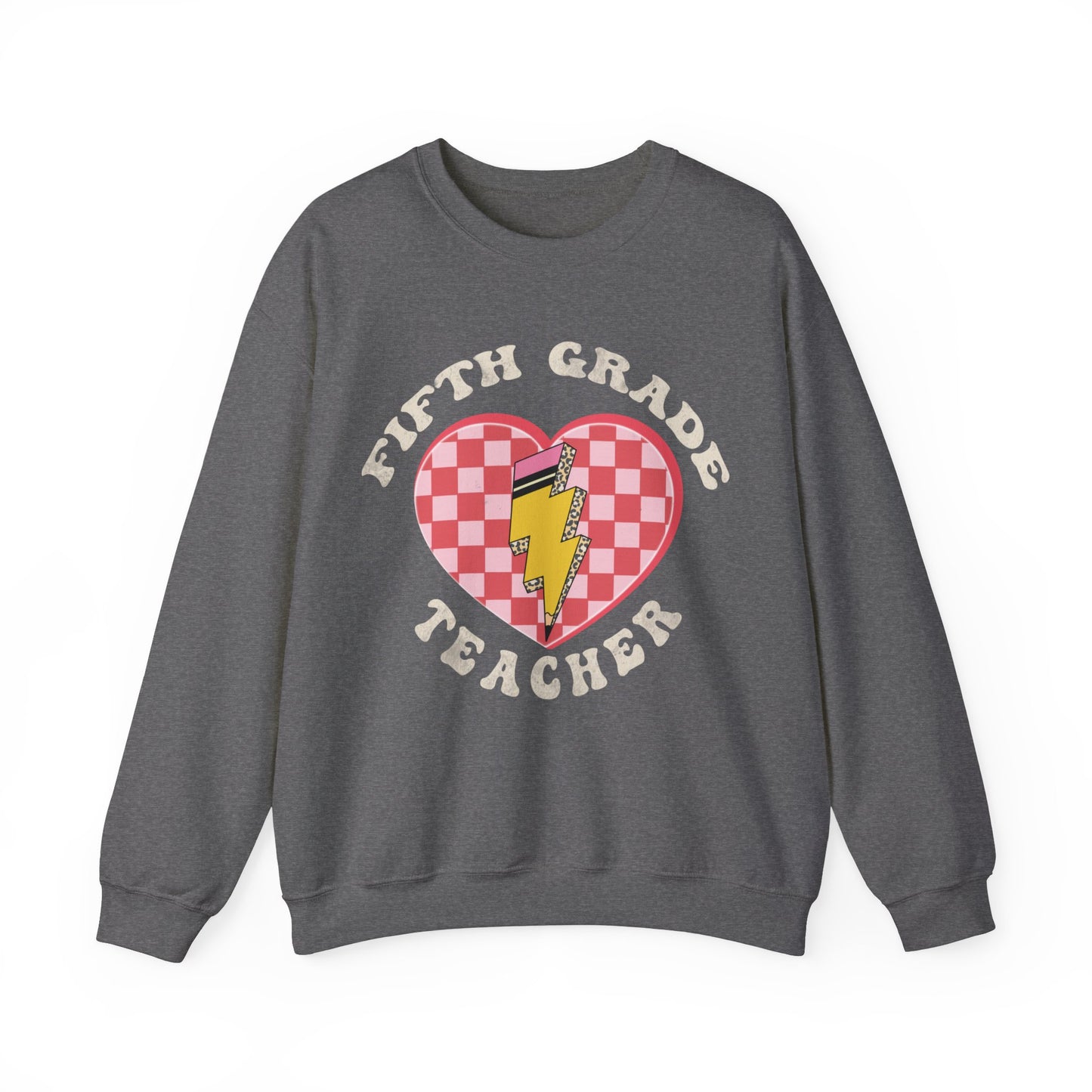 Fifth Grade Teacher Valentine's Sweatshirt Teacher Sweatshirt Retro 5th Grade Back to school, Teacher Appreciation Checkered Teacher, S1243