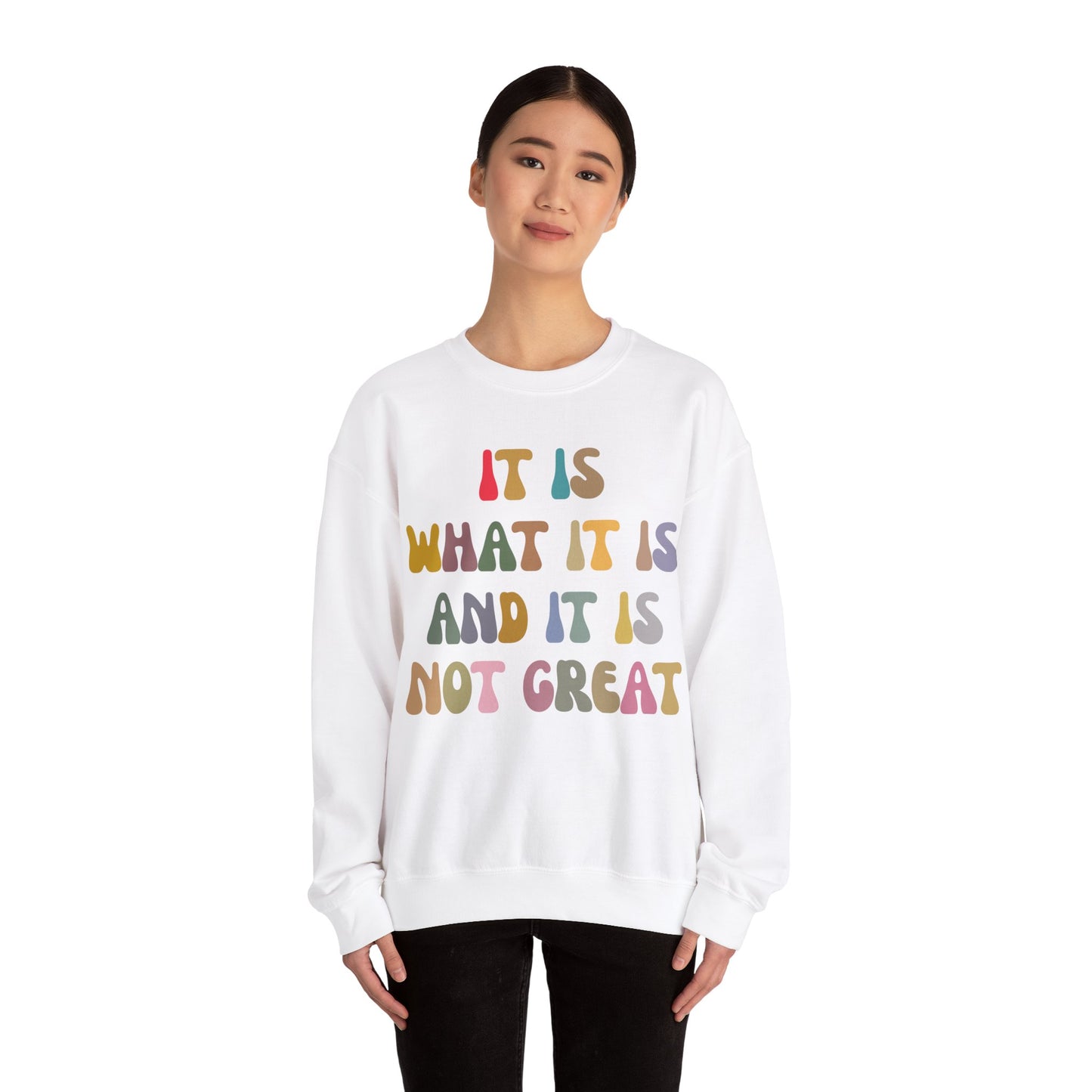 It Is What It Is And It Is Not Great Sweatshirt, Funny Quote Sweatshirt, Funny Meme Sweatshirt, Funny Mood Sweatshirt, S1513