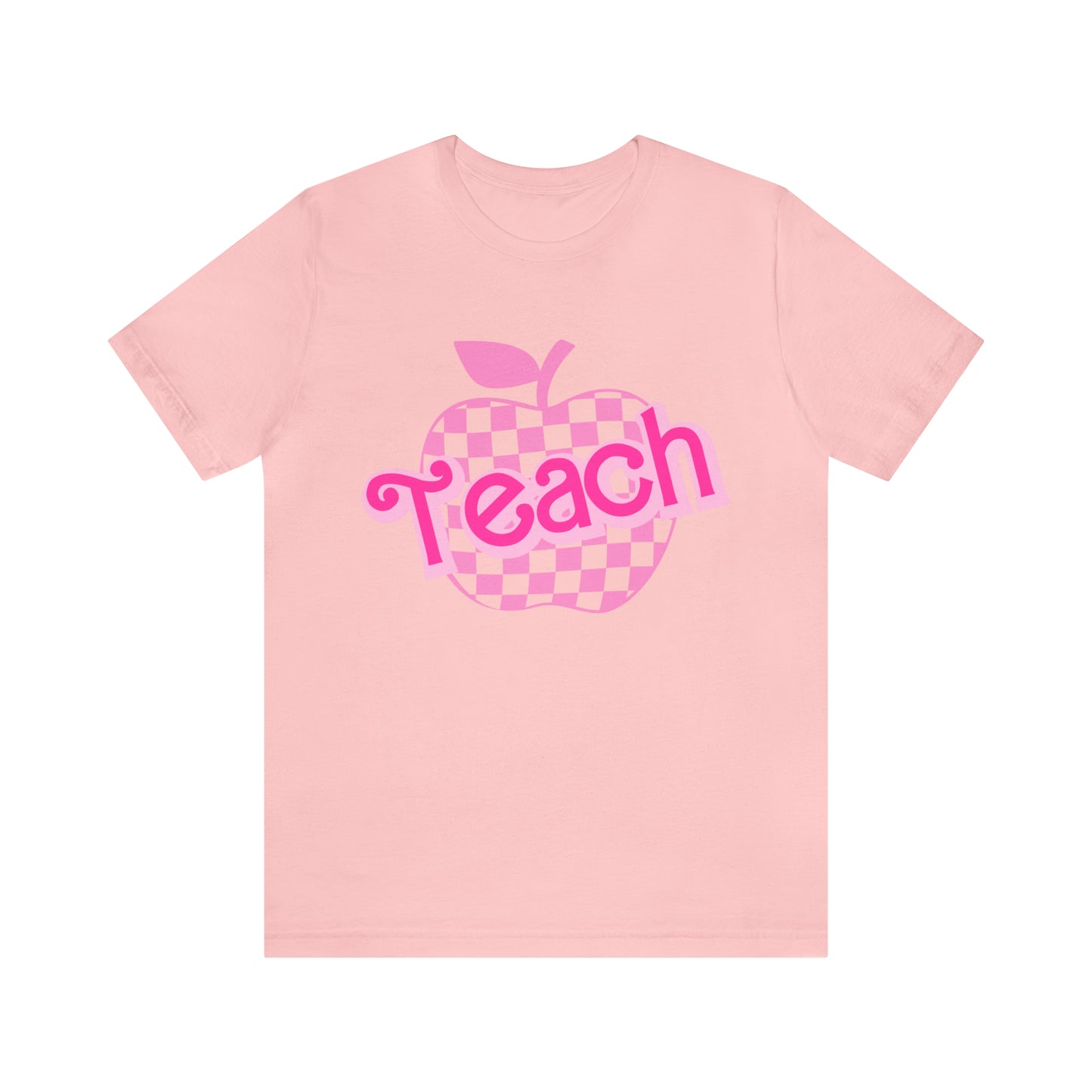 Pink Checkered Teacher Shirts, Trendy Teacher T Shirt, Retro Back to school, Teacher Appreciation, Apple Checkered Teacher Tee, T737