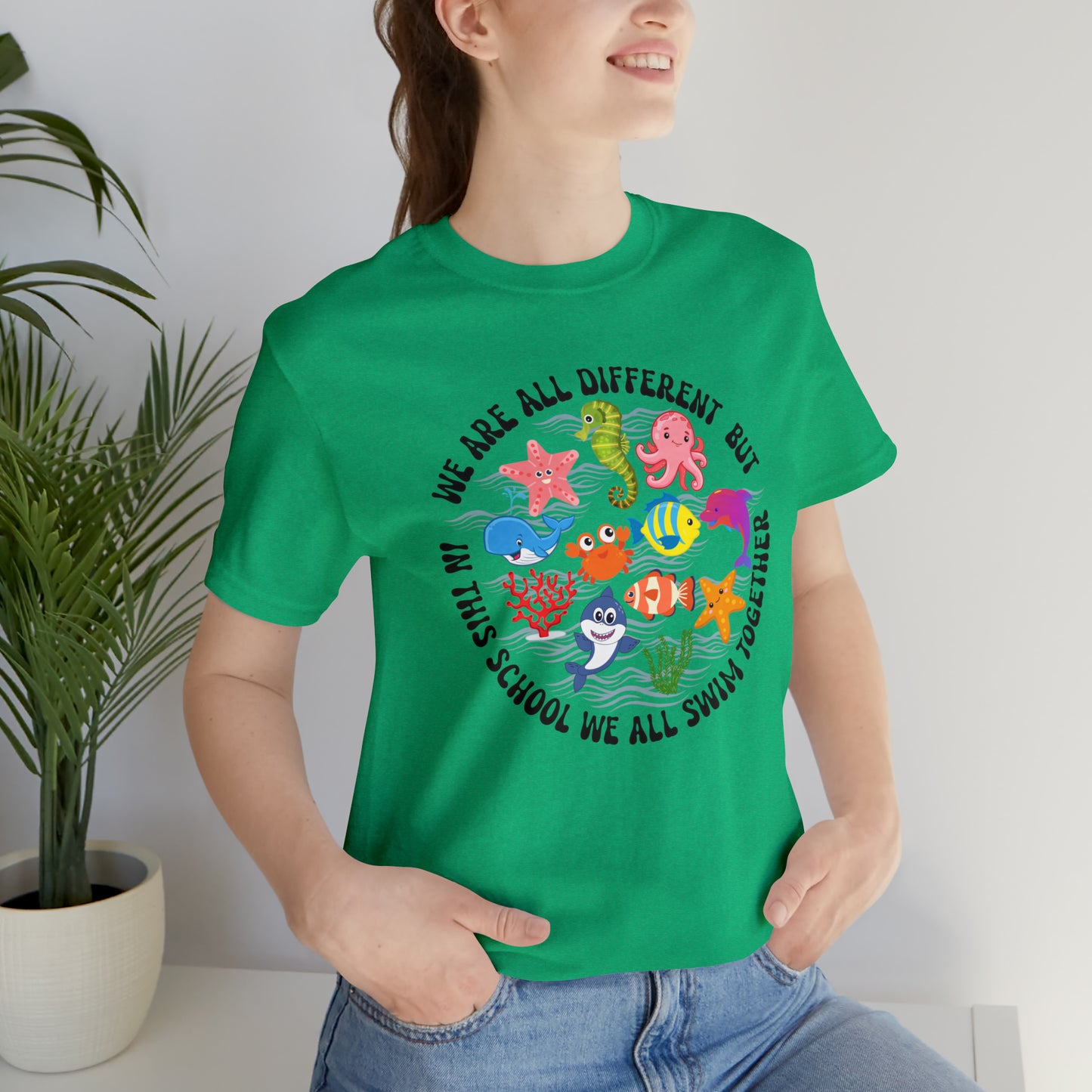 We Are Different But In This School We All Swim Together Shirt, Preschool Teacher Shirt, Daycare Provider Shirt, Motherhood Shirt, T382