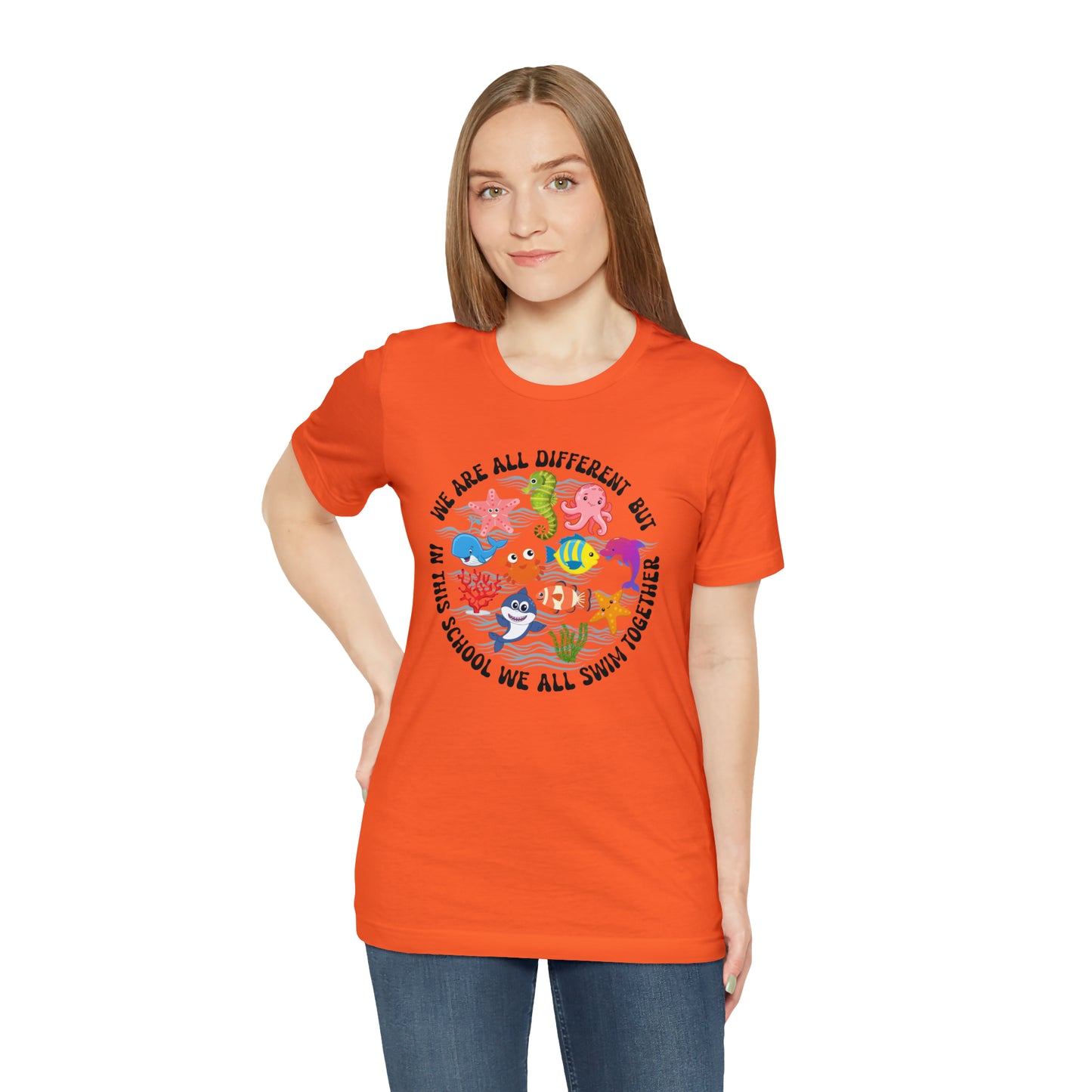 We Are Different But In This School We All Swim Together Shirt, Preschool Teacher Shirt, Daycare Provider Shirt, Motherhood Shirt, T382