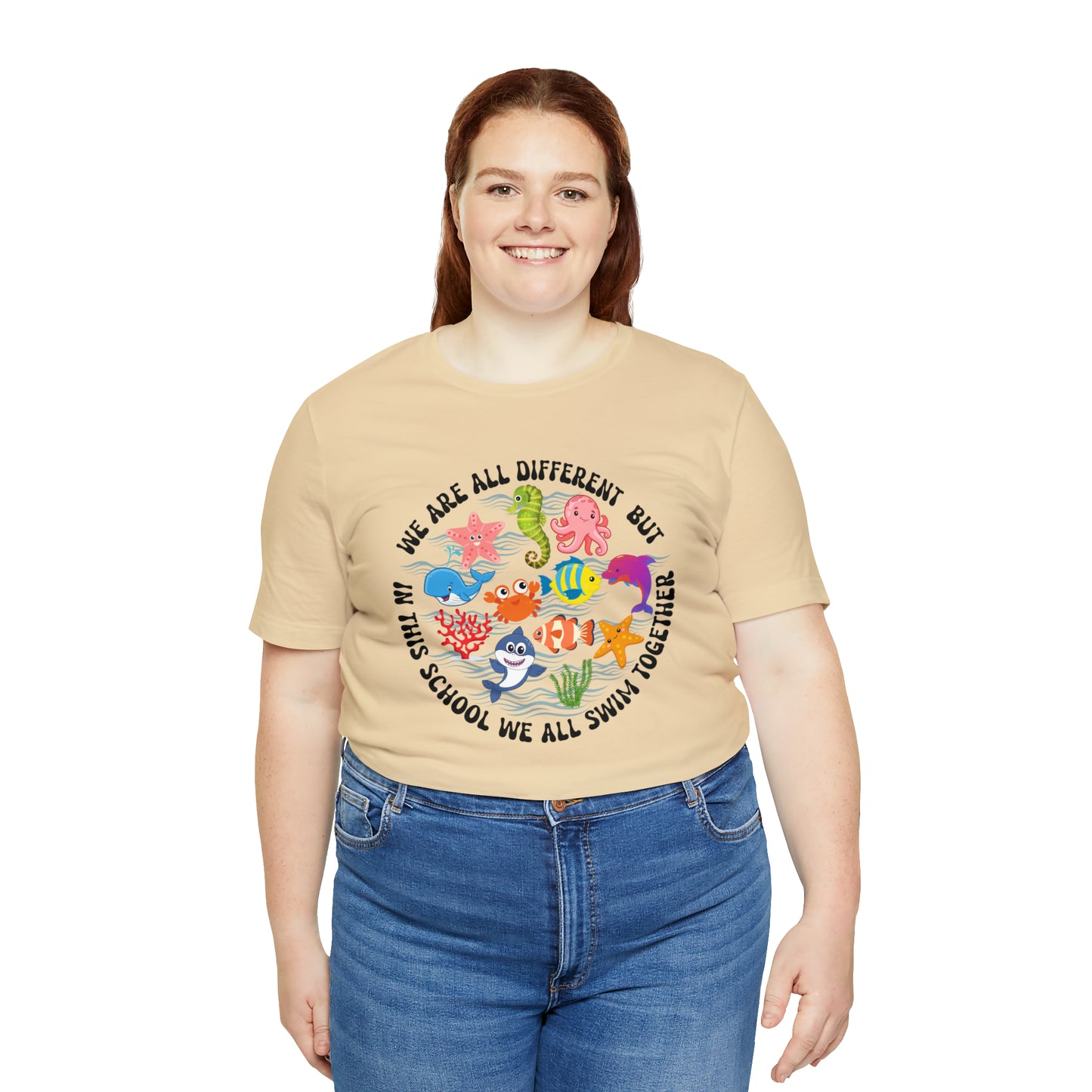 We Are Different But In This School We All Swim Together Shirt, Preschool Teacher Shirt, Daycare Provider Shirt, Motherhood Shirt, T382