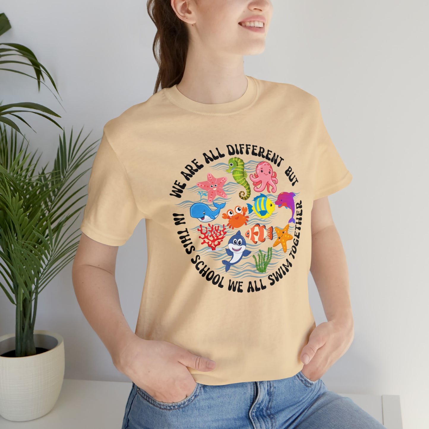 We Are Different But In This School We All Swim Together Shirt, Preschool Teacher Shirt, Daycare Provider Shirt, Motherhood Shirt, T382
