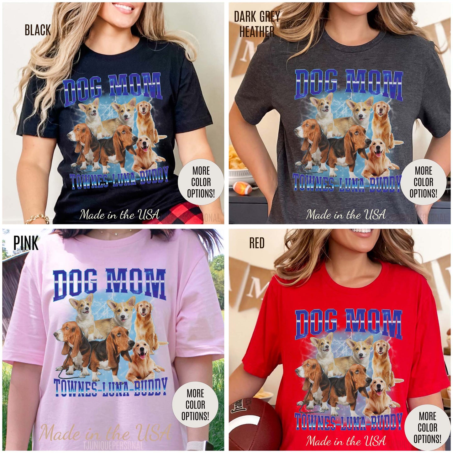 Custom Retro Dog Bootleg Shirt, Dog Mom Shirt, Dog Bootleg Retro 90's Tee, Custom Pet Photo, Custom Pet Portrait, Pet Lovers Gift, T1428