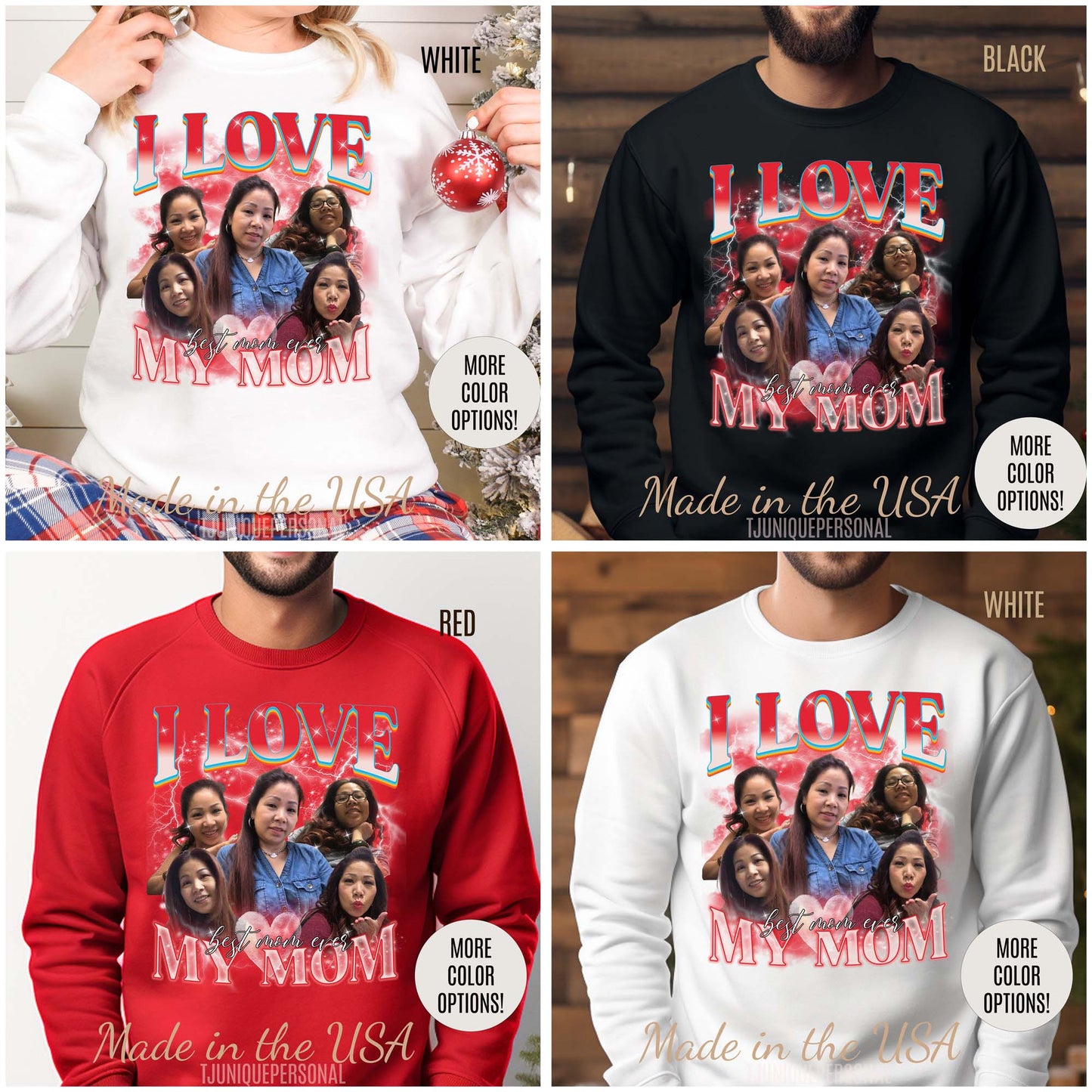 Custom Bootleg Rap Tee, Custom Photo - Vintage Graphic 90s Sweatshirt, I Love My Mom Sweatshirt, Best Mom Ever Shirt for mother's day, S1478