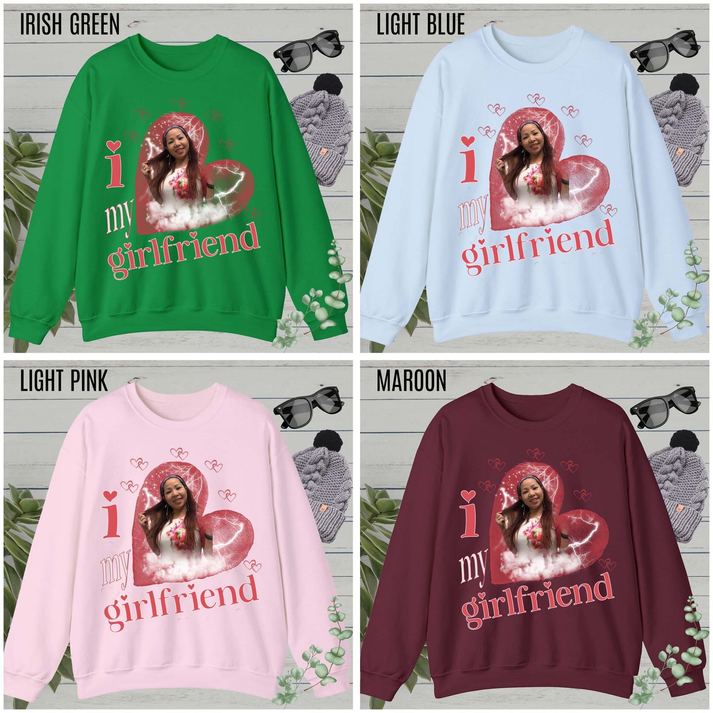 I Love My Girlfriend Sweatshirt Custom Picture, I Love My Girlfriend Custom Photo Sweatshirt, I Love My Girlfriend Sweatshirt Custom, SW1342