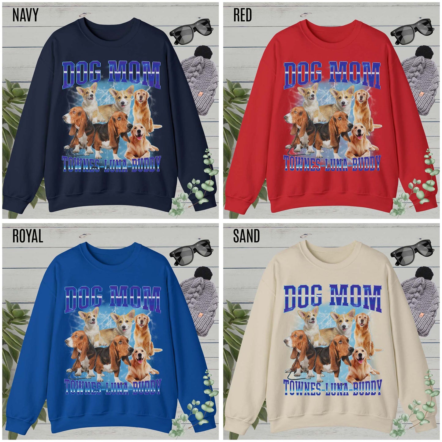 Custom Retro Dog Bootleg Sweatshirt, Dog Mom Sweatshirt, Dog Bootleg Retro 90's Sweatshirt, Custom Pet Photo, Custom Pet Portrait, S1428