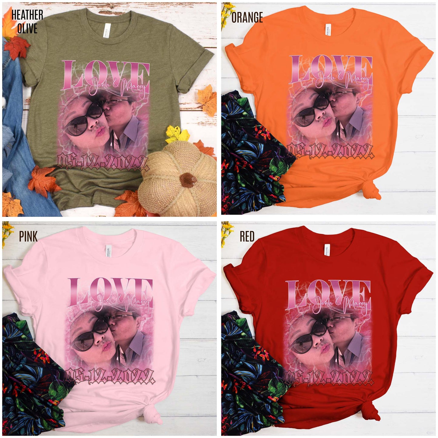 Custom 90s Vintage Bootleg Tee for couple, Custom shirt for couple, Custom bootleg tee photo shirt for lover, couple shirt for lover, T1330