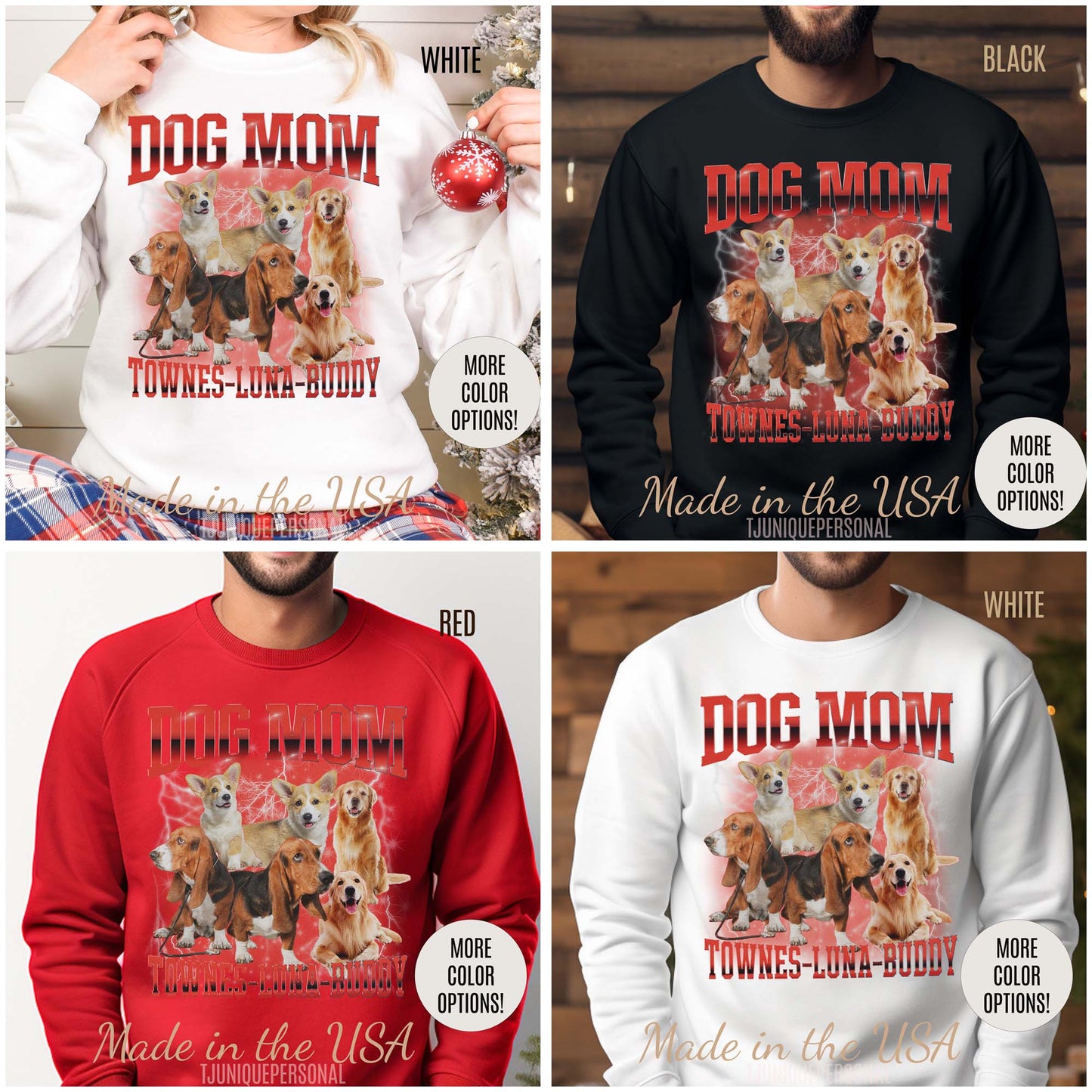 Custom Retro Dog Bootleg Sweatshirt, Dog Mom Sweatshirt, Dog Bootleg Retro 90's Sweatshirt, Custom Pet Photo, Custom Pet Portrait, S1430