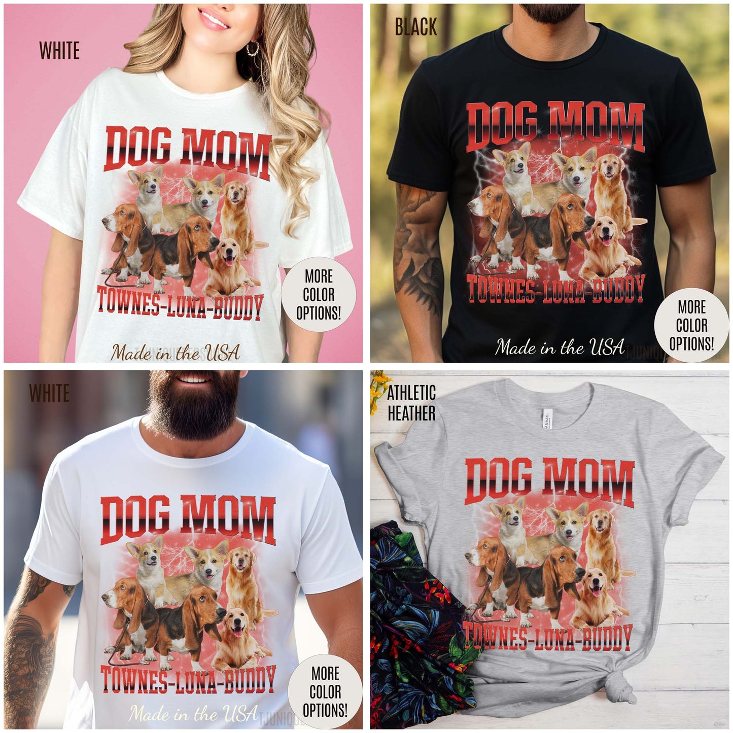 Custom Retro Dog Bootleg Shirt, Dog Mom Shirt, Dog Bootleg Retro 90's Tee, Custom Pet Photo, Custom Pet Portrait, Pet Lovers Gift, T1430