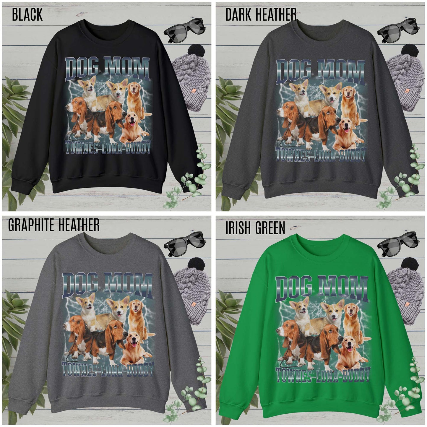 Custom Retro Dog Bootleg Sweatshirt, Dog Mom Sweatshirt, Dog Bootleg Retro 90's Sweatshirt, Custom Pet Photo, Custom Pet Portrait, S1431