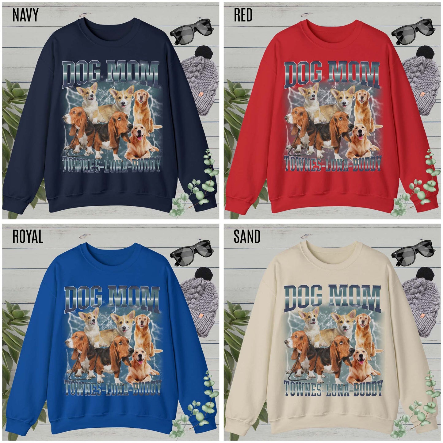 Custom Retro Dog Bootleg Sweatshirt, Dog Mom Sweatshirt, Dog Bootleg Retro 90's Sweatshirt, Custom Pet Photo, Custom Pet Portrait, S1431