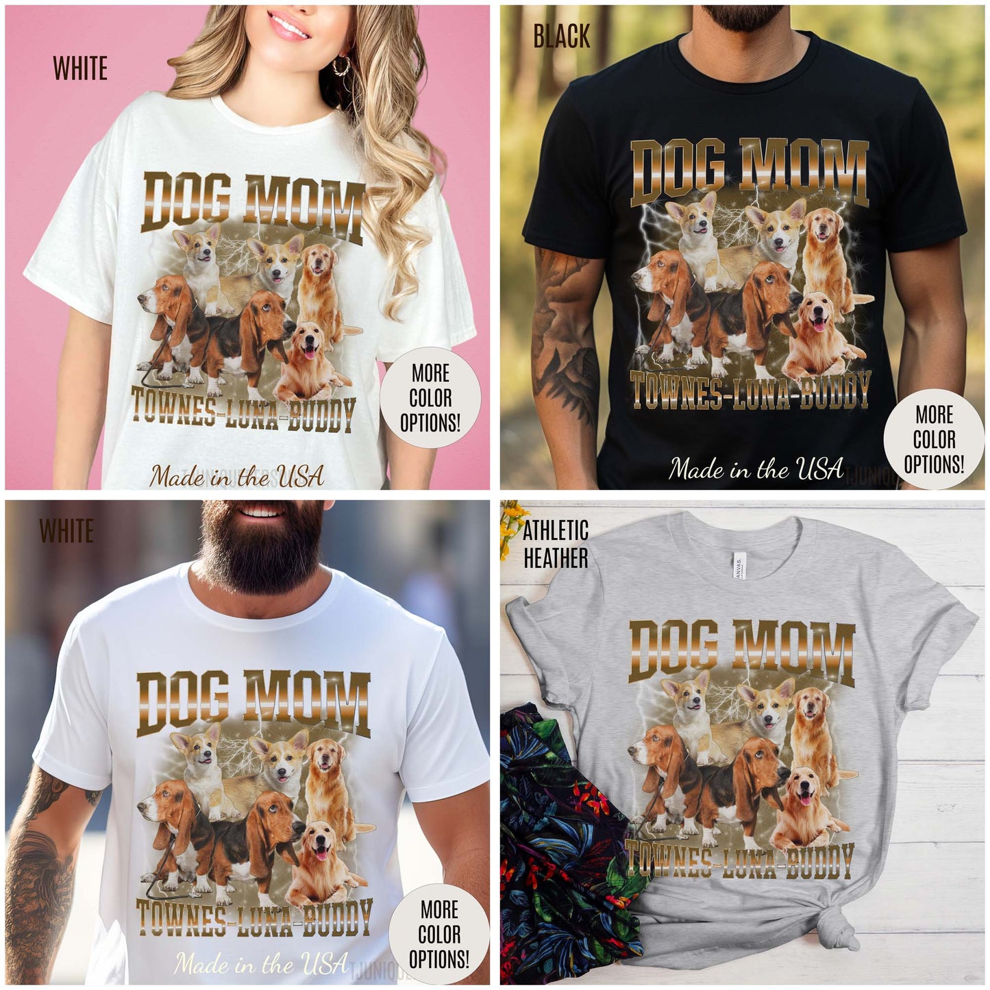 Custom Retro Dog Bootleg Shirt, Dog Mom Shirt, Dog Bootleg Retro 90's Tee, Custom Pet Photo, Custom Pet Portrait, Pet Lovers Gift, T1432