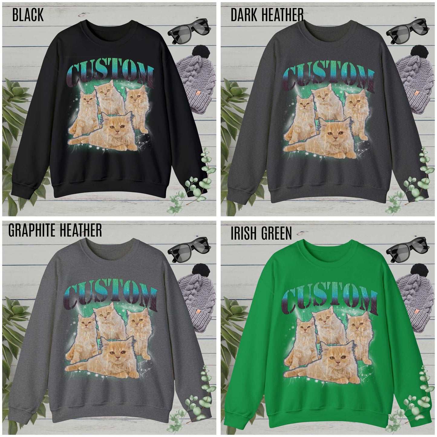 Retro Custom Cat Bootleg Tee, Custom Cat Sweatshirt, Custom Cat Lover Gift, Custom dog portrait, Vintage Funny Cat Sweatshirt, S1395