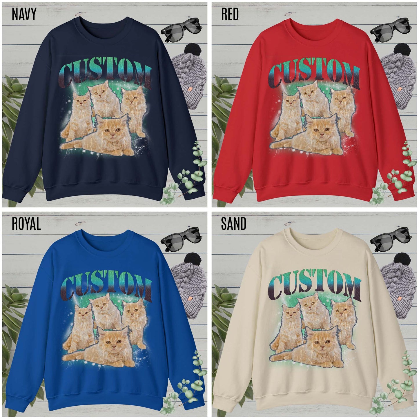 Retro Custom Cat Bootleg Tee, Custom Cat Sweatshirt, Custom Cat Lover Gift, Custom dog portrait, Vintage Funny Cat Sweatshirt, S1395