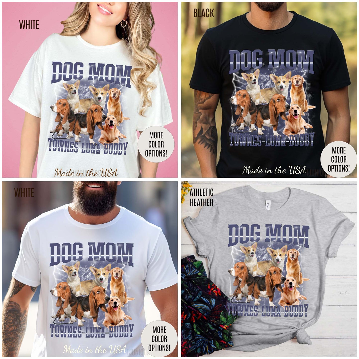 Custom Retro Dog Bootleg Shirt, Dog Mom Shirt, Dog Bootleg Retro 90's Tee, Custom Pet Photo, Custom Pet Portrait, Pet Lovers Gift, T1433