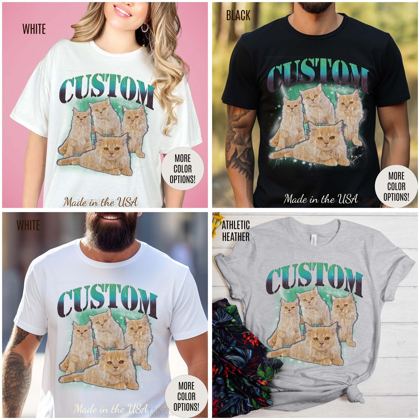 Retro Custom Cat Bootleg Tee, Custom Cat Shirt, Custom Cat Lover Gift, Custom dog portrait, Vintage Funny Cat Shirt, Bootleg Shirt, T1395
