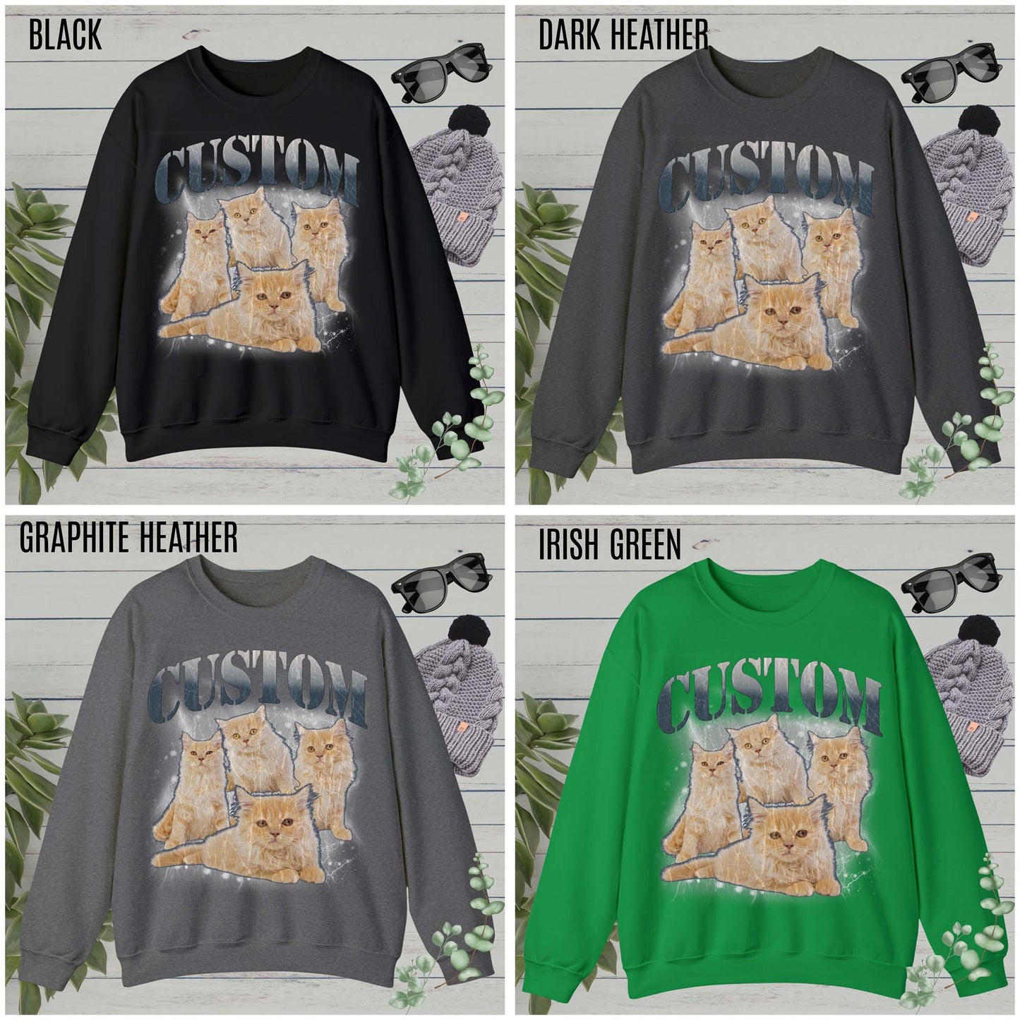Retro Custom Cat Bootleg Tee, Custom Cat Sweatshirt, Custom Cat Lover Gift, Custom dog portrait, Vintage Funny Cat Sweatshirt, S1396