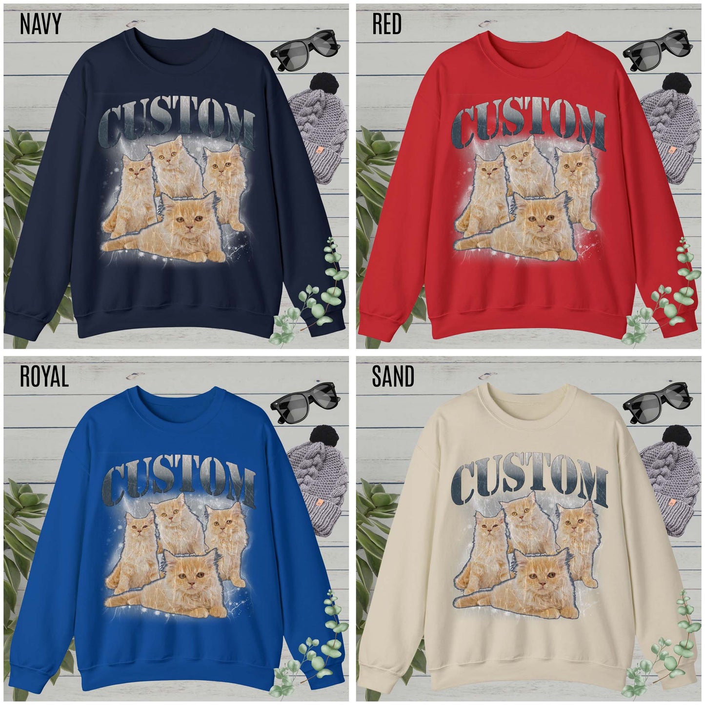 Retro Custom Cat Bootleg Tee, Custom Cat Sweatshirt, Custom Cat Lover Gift, Custom dog portrait, Vintage Funny Cat Sweatshirt, S1396