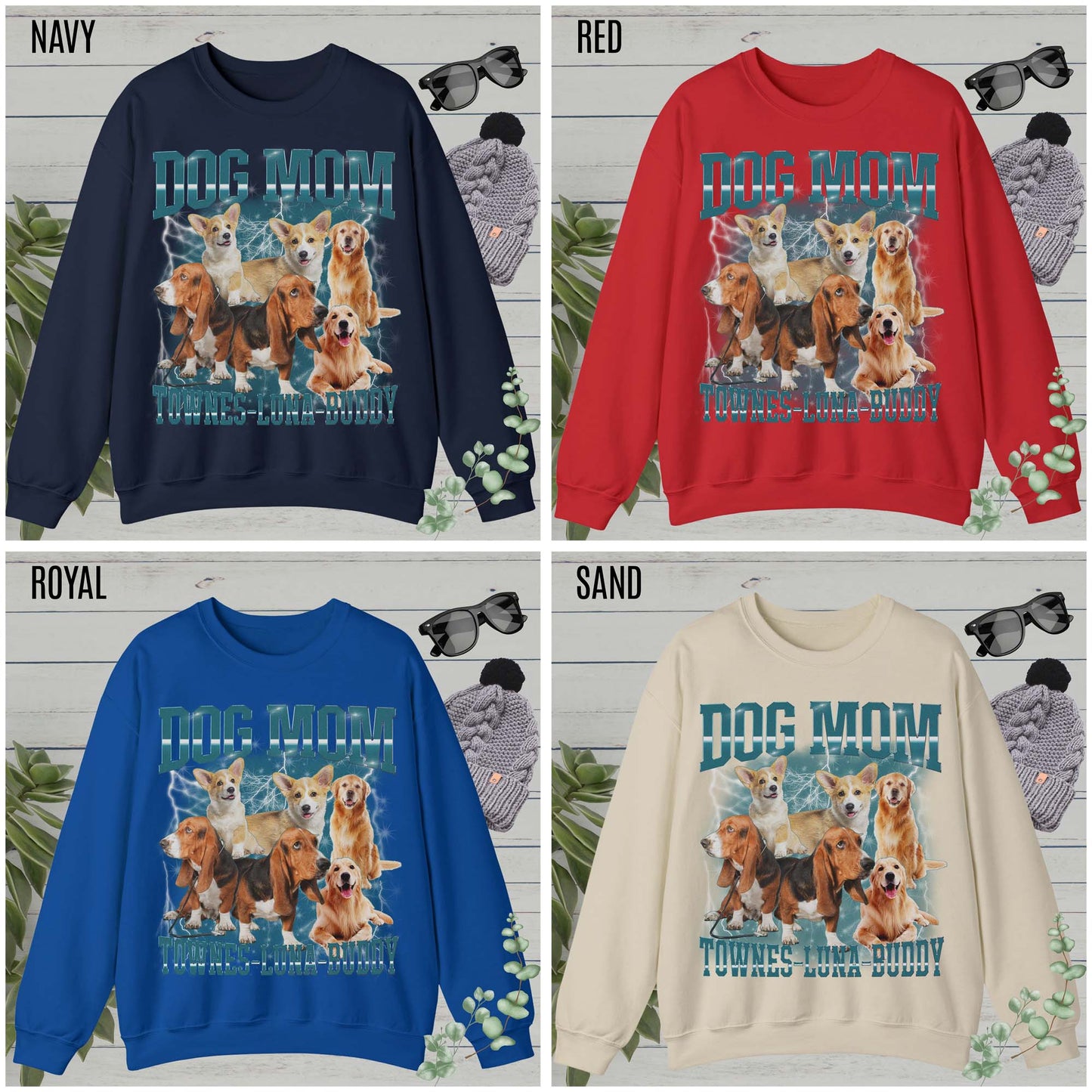 Custom Retro Dog Bootleg Sweatshirt, Dog Mom Sweatshirt, Dog Bootleg Retro 90's Sweatshirt, Custom Pet Photo, Custom Pet Portrait, S1434