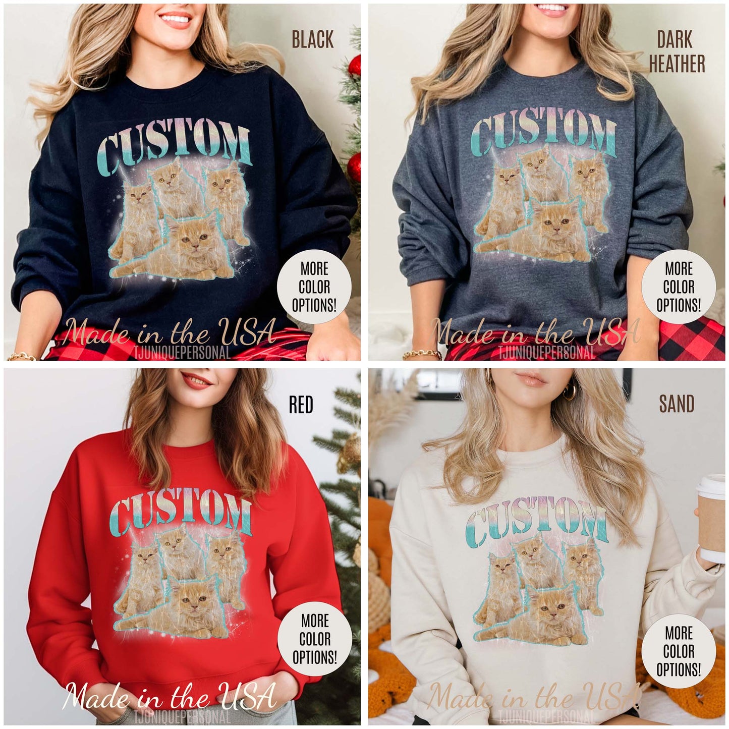 Retro Custom Cat Bootleg Tee, Custom Cat Sweatshirt, Custom Cat Lover Gift, Custom dog portrait, Vintage Funny Cat Sweatshirt, S1397