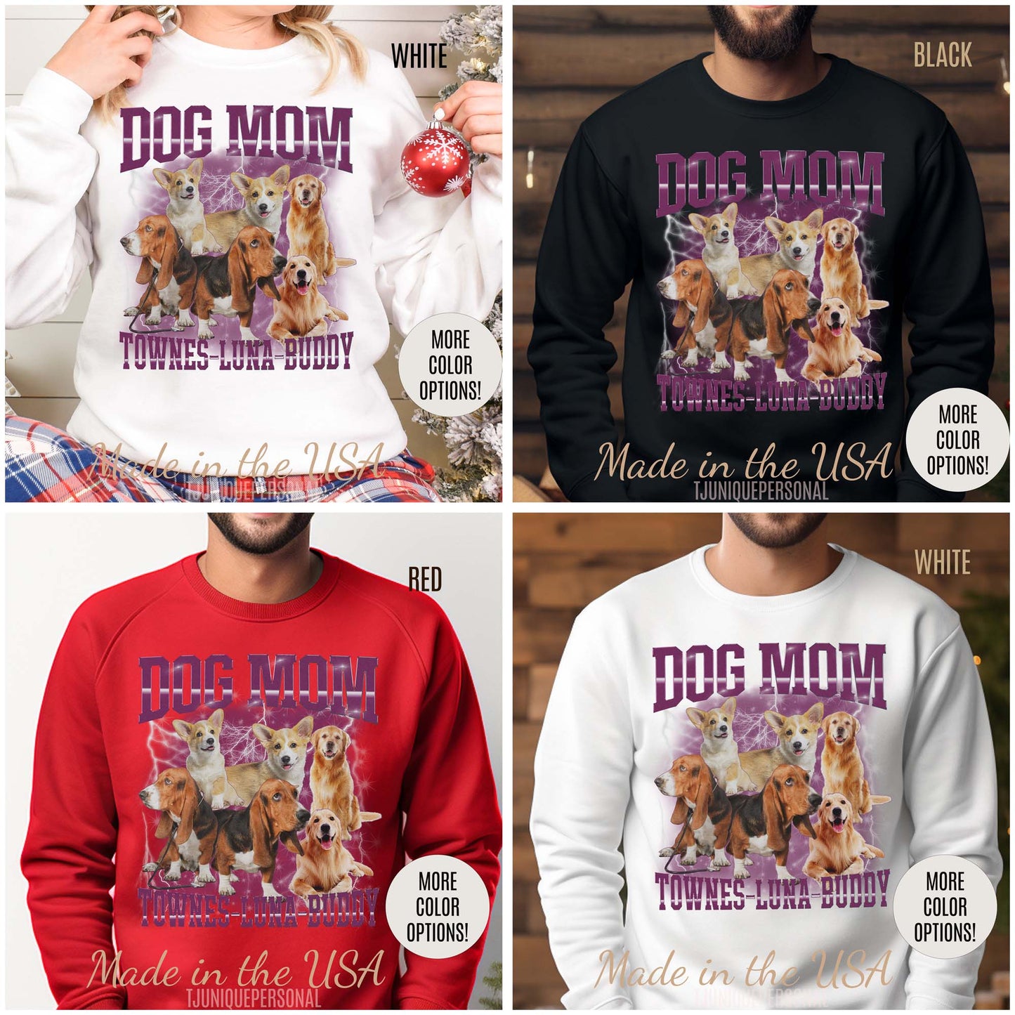 Custom Retro Dog Bootleg Sweatshirt, Dog Mom Sweatshirt, Dog Bootleg Retro 90's Sweatshirt, Custom Pet Photo, Custom Pet Portrait, S1435