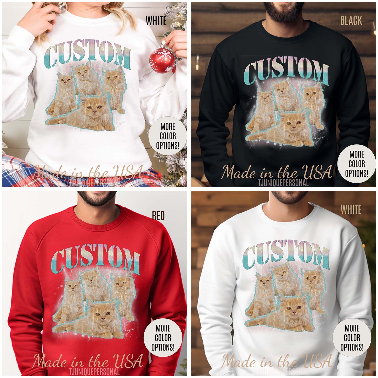 Retro Custom Cat Bootleg Tee, Custom Cat Sweatshirt, Custom Cat Lover Gift, Custom dog portrait, Vintage Funny Cat Sweatshirt, S1397
