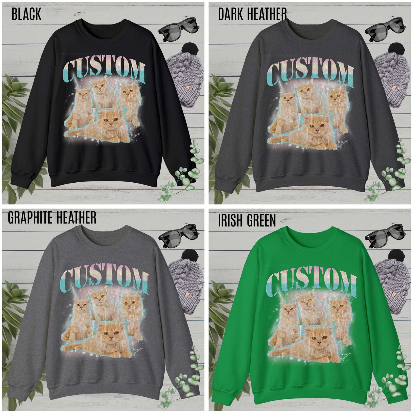 Retro Custom Cat Bootleg Tee, Custom Cat Sweatshirt, Custom Cat Lover Gift, Custom dog portrait, Vintage Funny Cat Sweatshirt, S1397