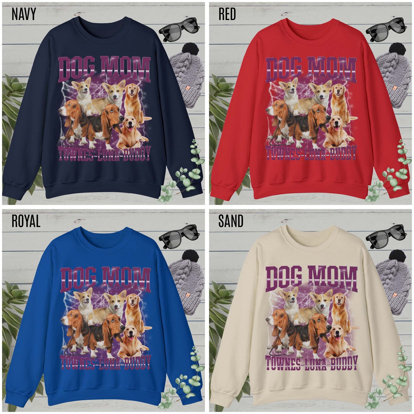 Custom Retro Dog Bootleg Sweatshirt, Dog Mom Sweatshirt, Dog Bootleg Retro 90's Sweatshirt, Custom Pet Photo, Custom Pet Portrait, S1435