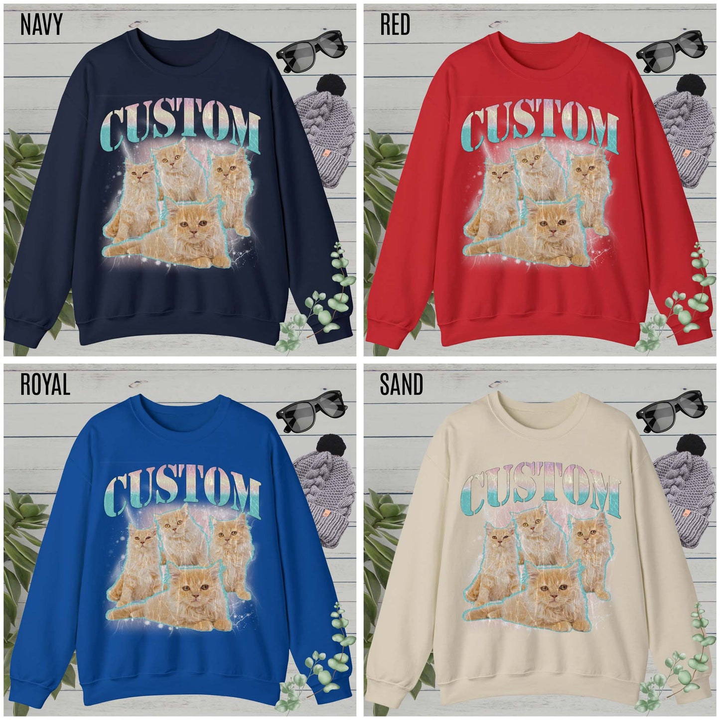 Retro Custom Cat Bootleg Tee, Custom Cat Sweatshirt, Custom Cat Lover Gift, Custom dog portrait, Vintage Funny Cat Sweatshirt, S1397