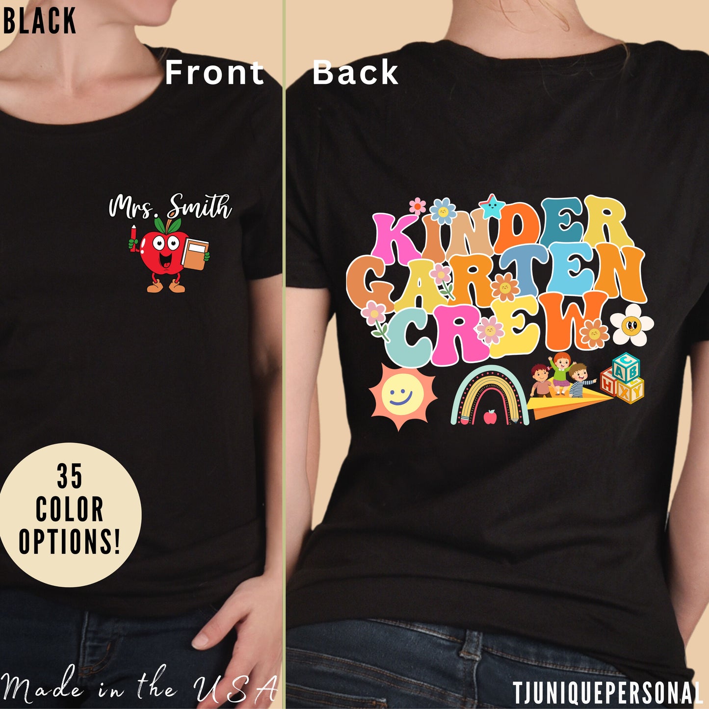 Custom Kindergarten Teacher Shirt, Cute Kindergarten Crew Shirt, Retro Teacher Shirt, Custom Teacher Appreciation Gift, T619