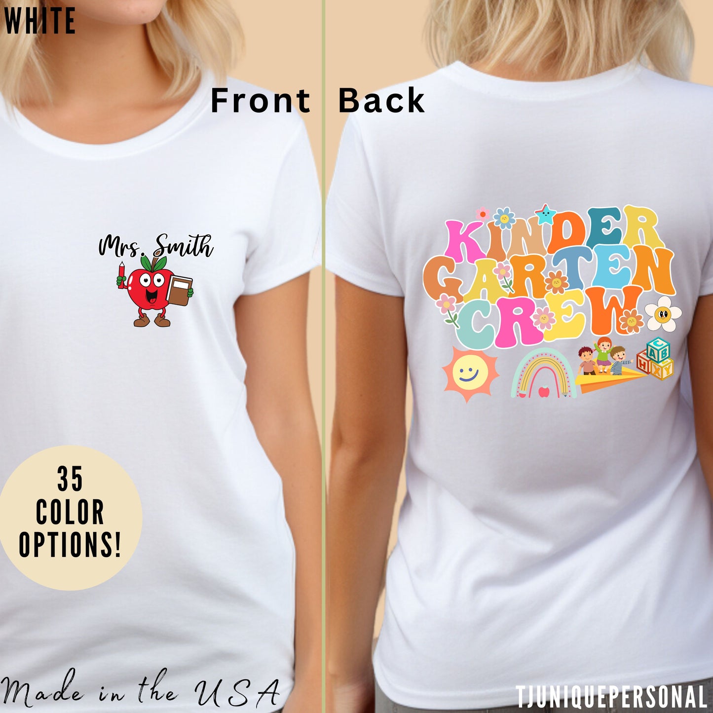 Custom Kindergarten Teacher Shirt, Cute Kindergarten Crew Shirt, Retro Teacher Shirt, Custom Teacher Appreciation Gift, T619