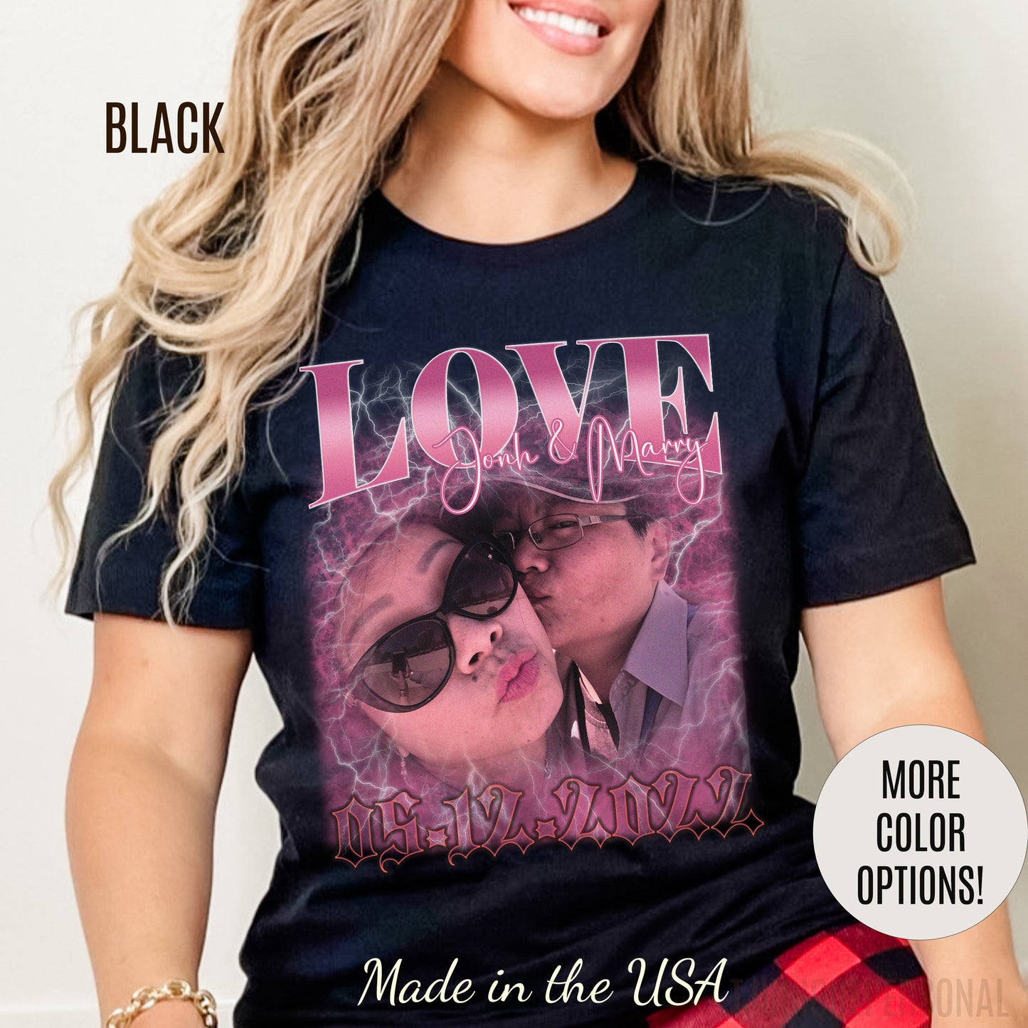 Custom 90s Vintage Bootleg Tee for couple, Custom shirt for couple, Custom bootleg tee photo shirt for lover, couple shirt for lover, T1330