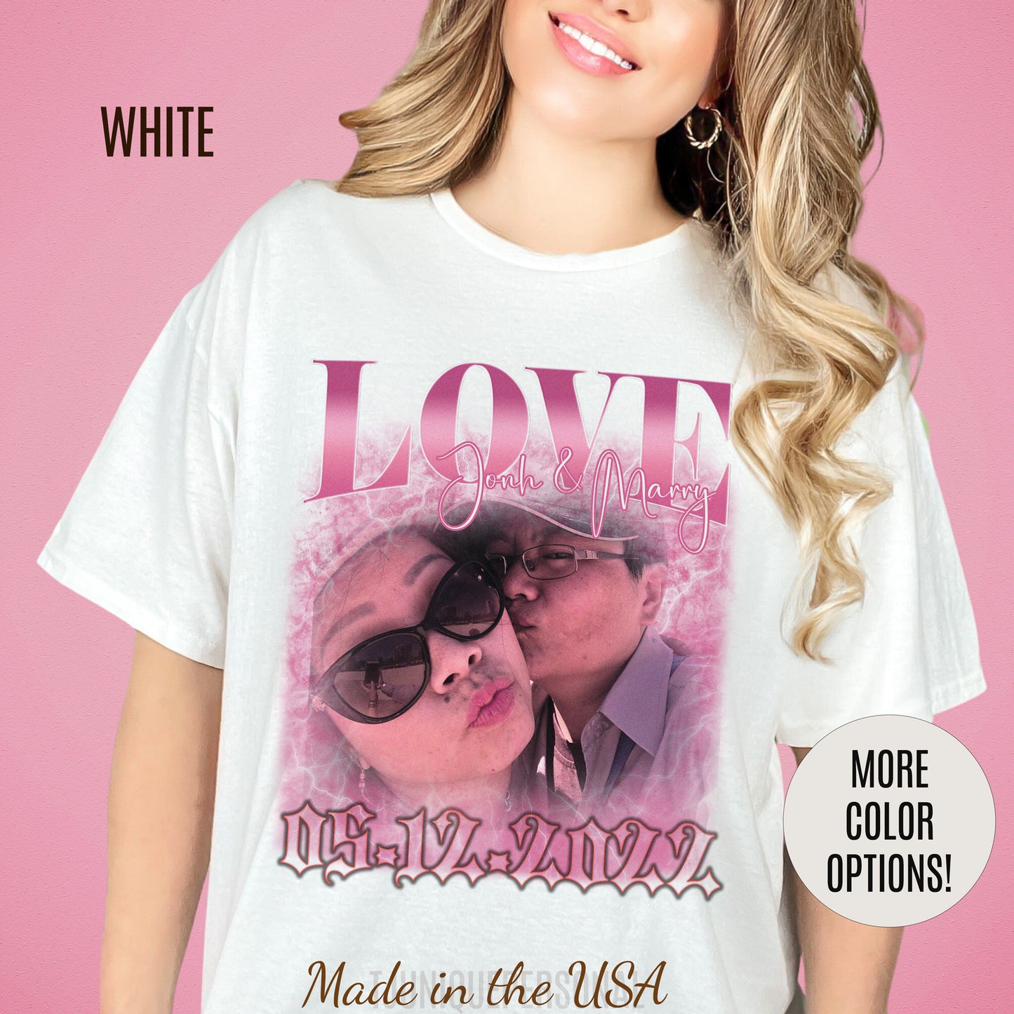 Custom 90s Vintage Bootleg Tee for couple, Custom shirt for couple, Custom bootleg tee photo shirt for lover, couple shirt for lover, T1330