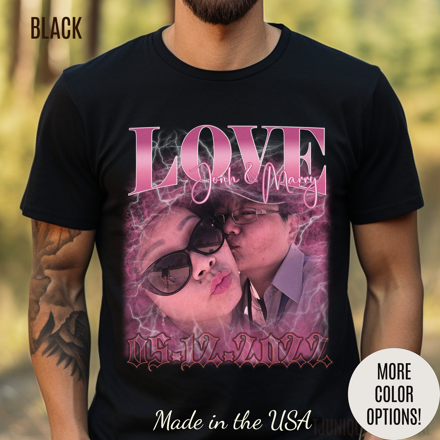 Custom 90s Vintage Bootleg Tee for couple, Custom shirt for couple, Custom bootleg tee photo shirt for lover, couple shirt for lover, T1330