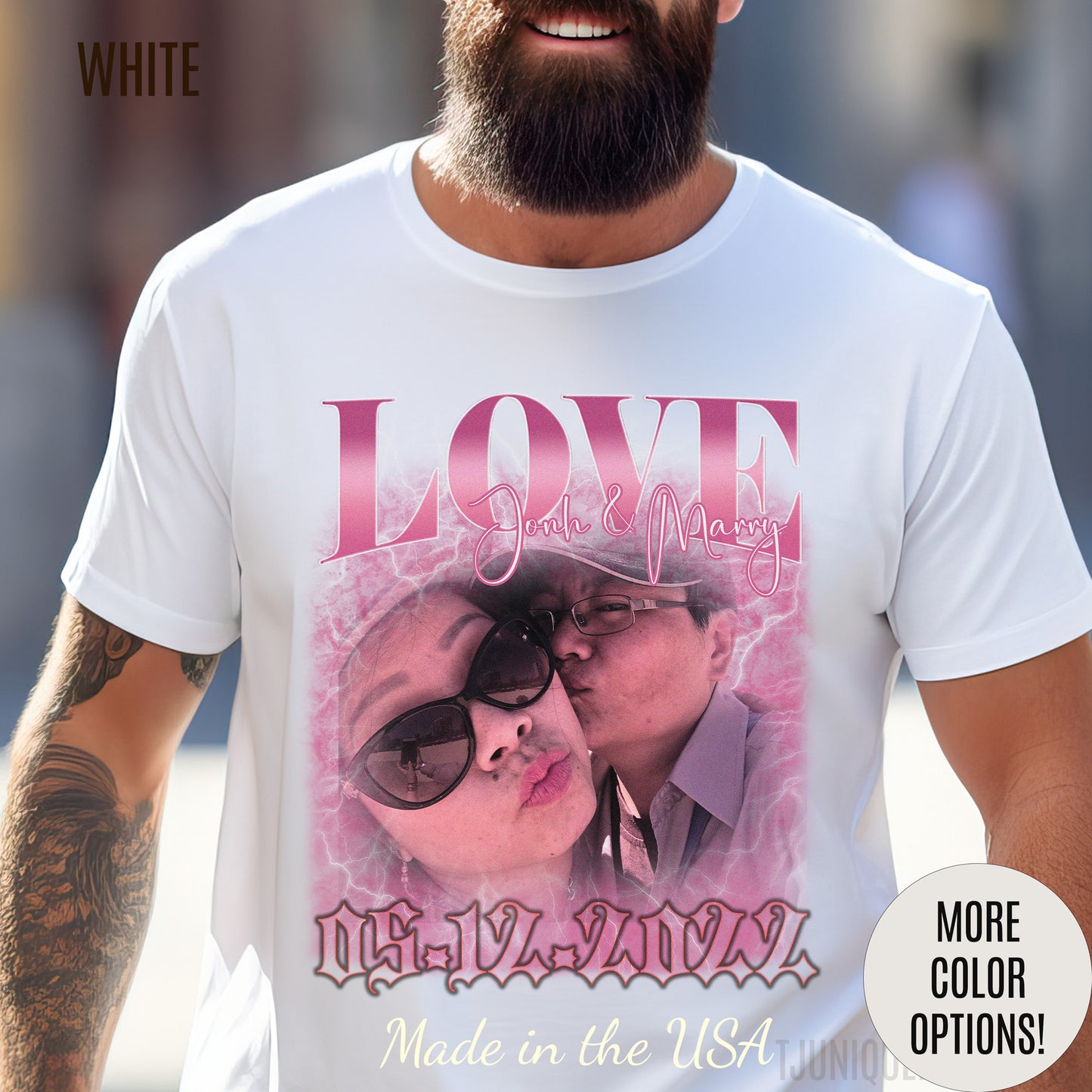 Custom 90s Vintage Bootleg Tee for couple, Custom shirt for couple, Custom bootleg tee photo shirt for lover, couple shirt for lover, T1330