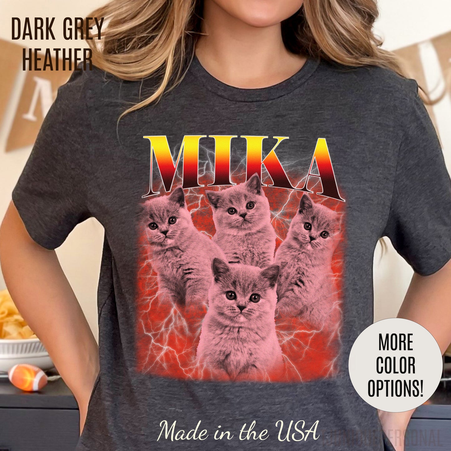 Pet Custom Vintage Shirt, Custom Bootleg Rap Tee Cat, Cat Bootleg Retro 90's Tee Gift For Her, Customize Pet Shirts, T1332