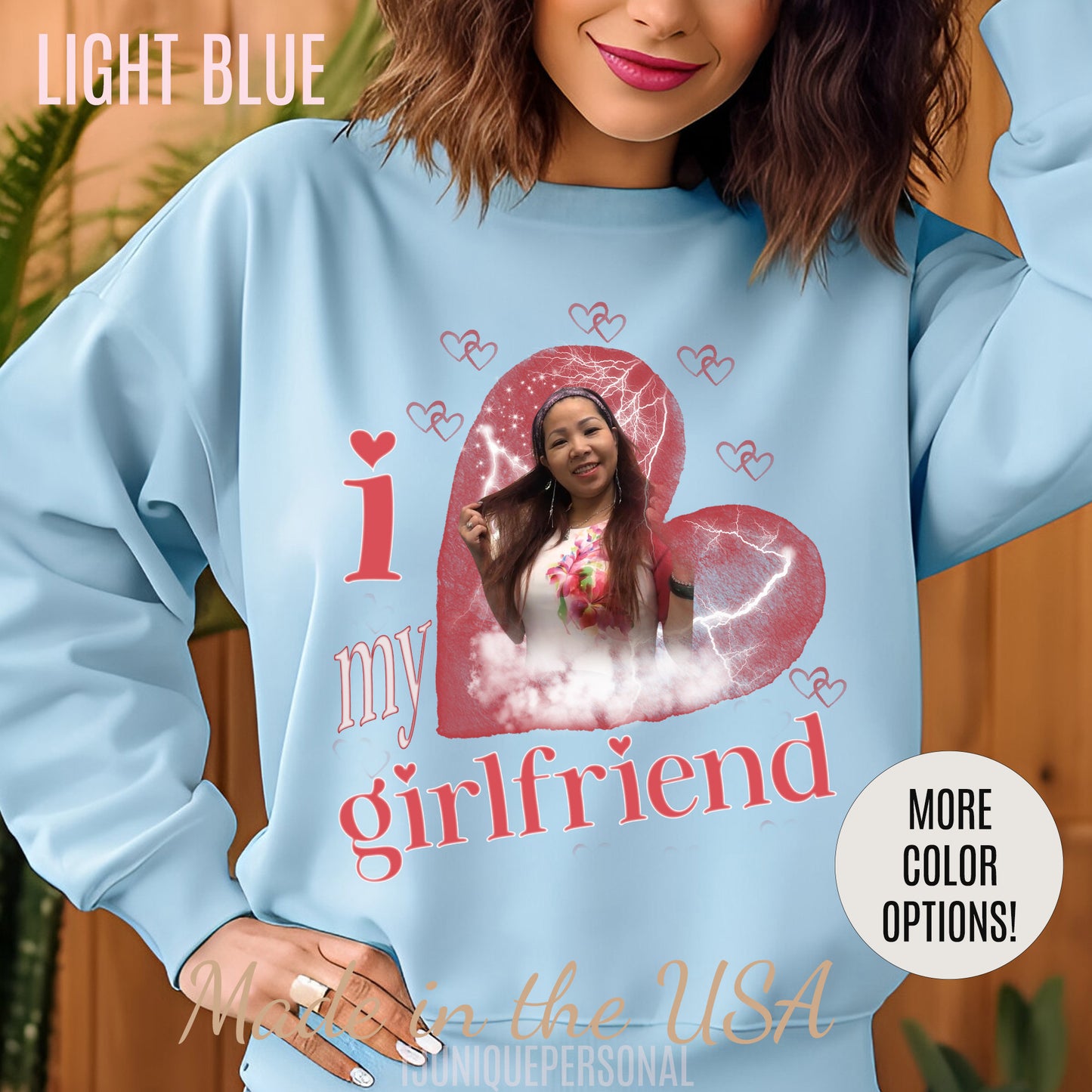 I Love My Girlfriend Sweatshirt Custom Picture, I Love My Girlfriend Custom Photo Sweatshirt, I Love My Girlfriend Sweatshirt Custom, SW1342