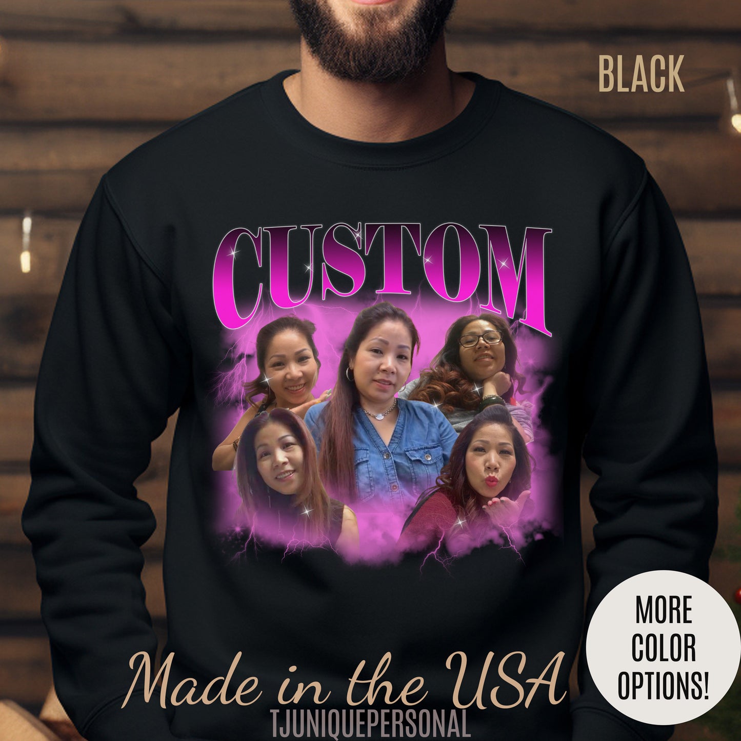 Custom Your Own Bootleg Tee, Retro Custom Bootleg Rap Tee, Custom Photo Sweatshirt, Insert Your Design Vintage Graphic 90s Sweatshirt, S1377