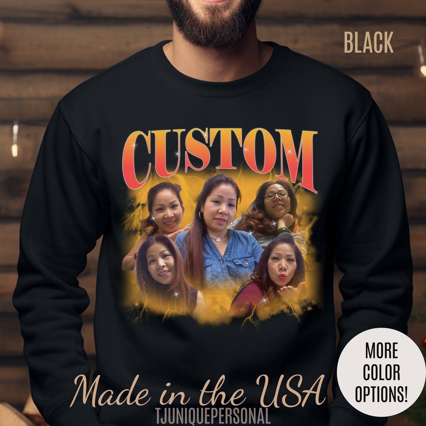 Custom Your Own Bootleg Tee, Retro Custom Bootleg Rap Tee, Custom Photo Sweatshirt, Insert Your Design Vintage Graphic 90s Sweatshirt, S1379