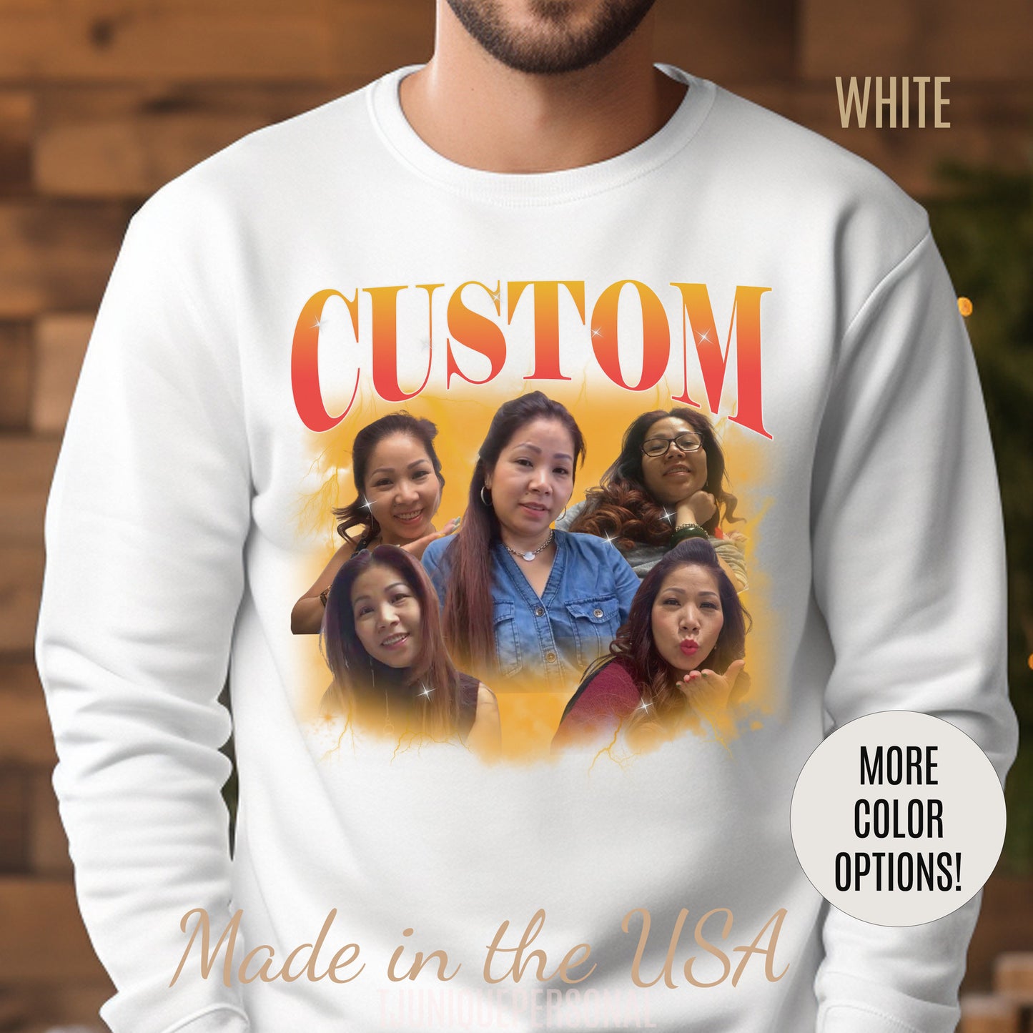 Custom Your Own Bootleg Tee, Retro Custom Bootleg Rap Tee, Custom Photo Sweatshirt, Insert Your Design Vintage Graphic 90s Sweatshirt, S1379