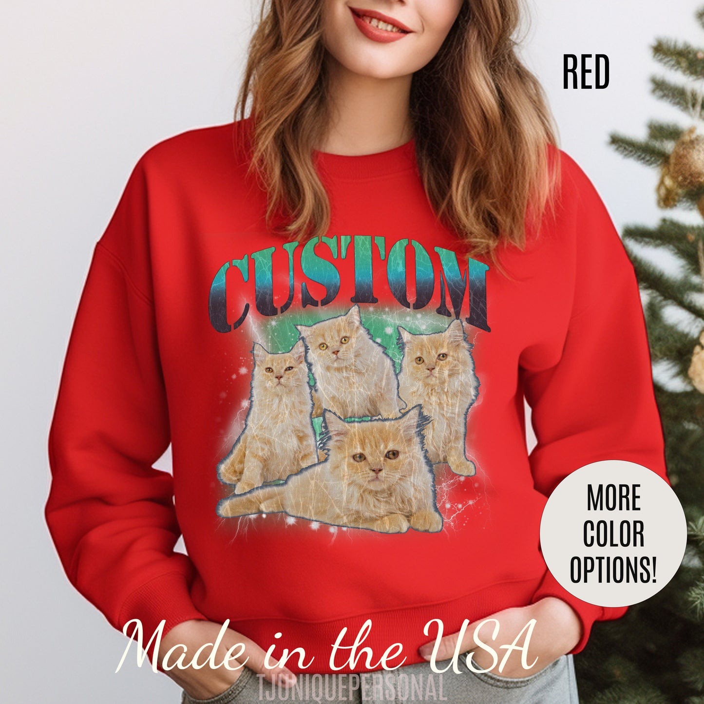 Retro Custom Cat Bootleg Tee, Custom Cat Sweatshirt, Custom Cat Lover Gift, Custom dog portrait, Vintage Funny Cat Sweatshirt, S1395