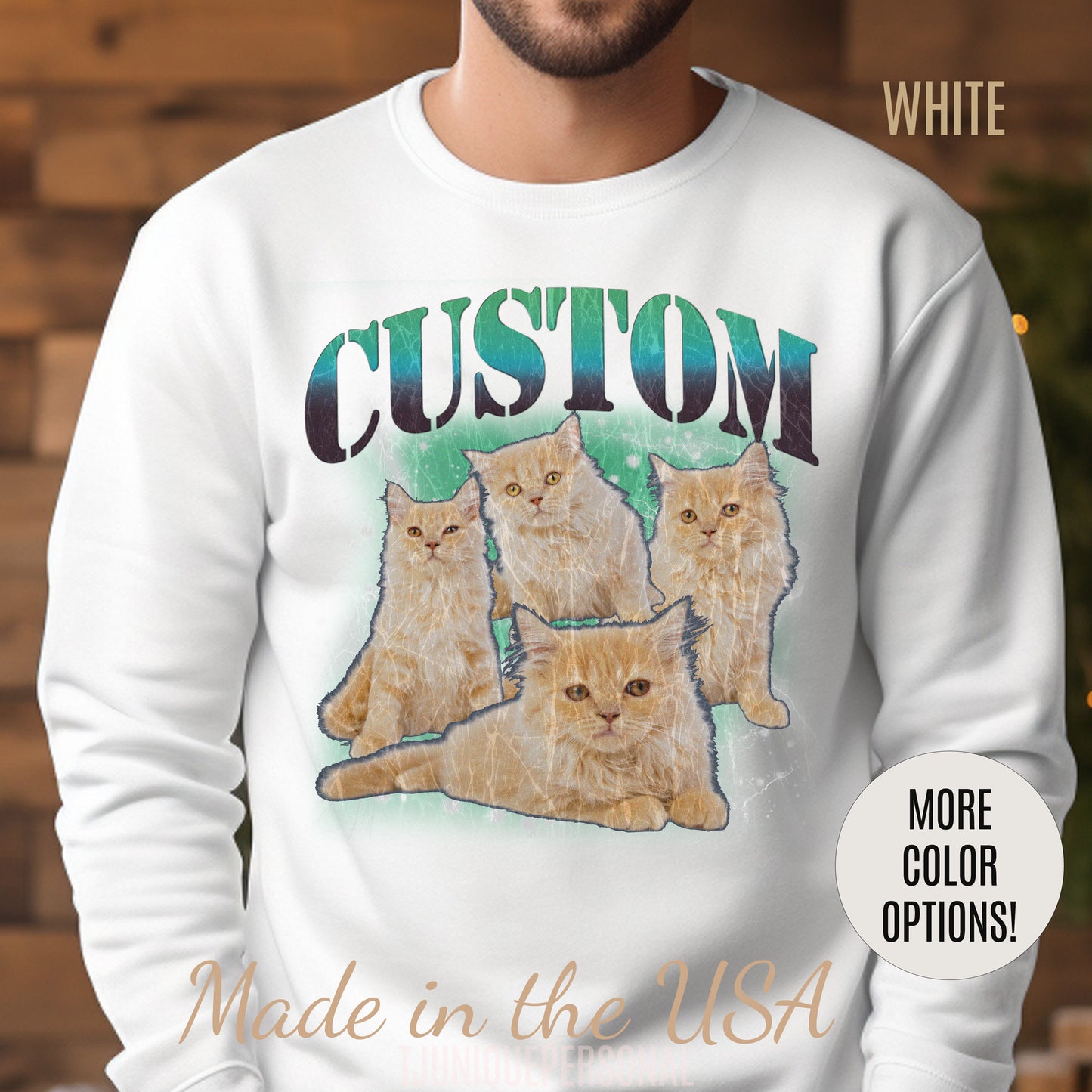 Retro Custom Cat Bootleg Tee, Custom Cat Sweatshirt, Custom Cat Lover Gift, Custom dog portrait, Vintage Funny Cat Sweatshirt, S1395