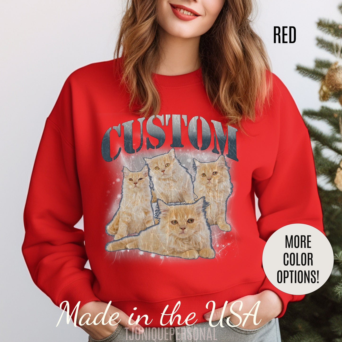 Retro Custom Cat Bootleg Tee, Custom Cat Sweatshirt, Custom Cat Lover Gift, Custom dog portrait, Vintage Funny Cat Sweatshirt, S1396