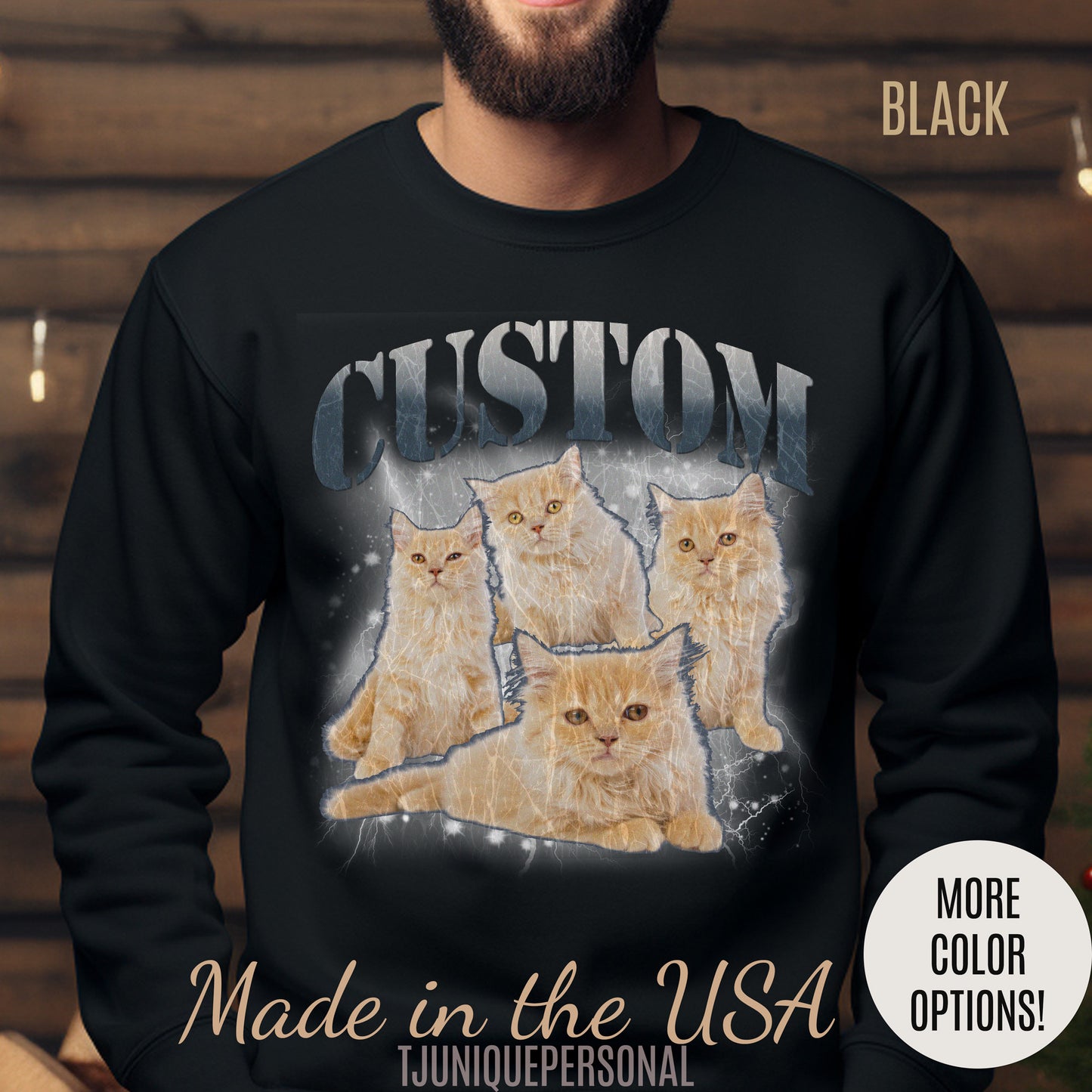 Retro Custom Cat Bootleg Tee, Custom Cat Sweatshirt, Custom Cat Lover Gift, Custom dog portrait, Vintage Funny Cat Sweatshirt, S1396